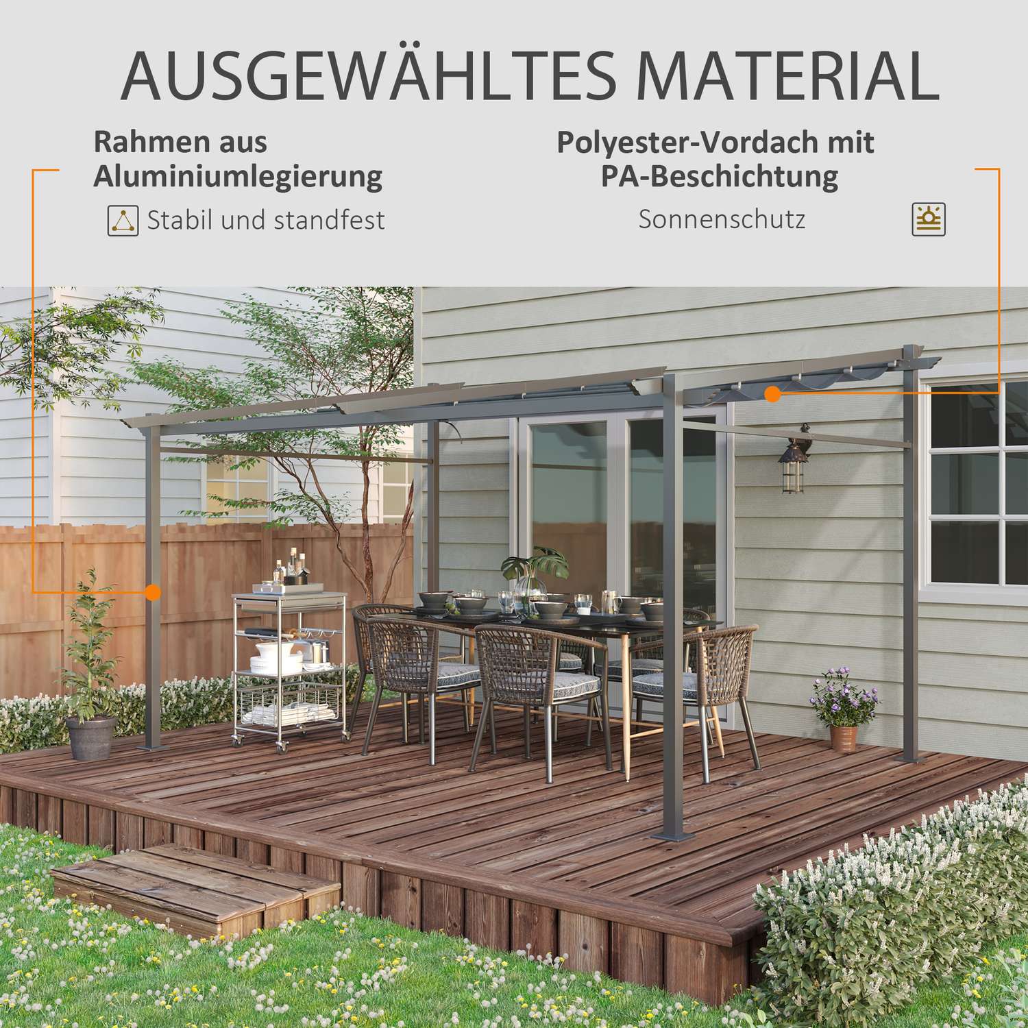 Aluminium Pergola 4x3m, Justerbart tak, UV-skydd