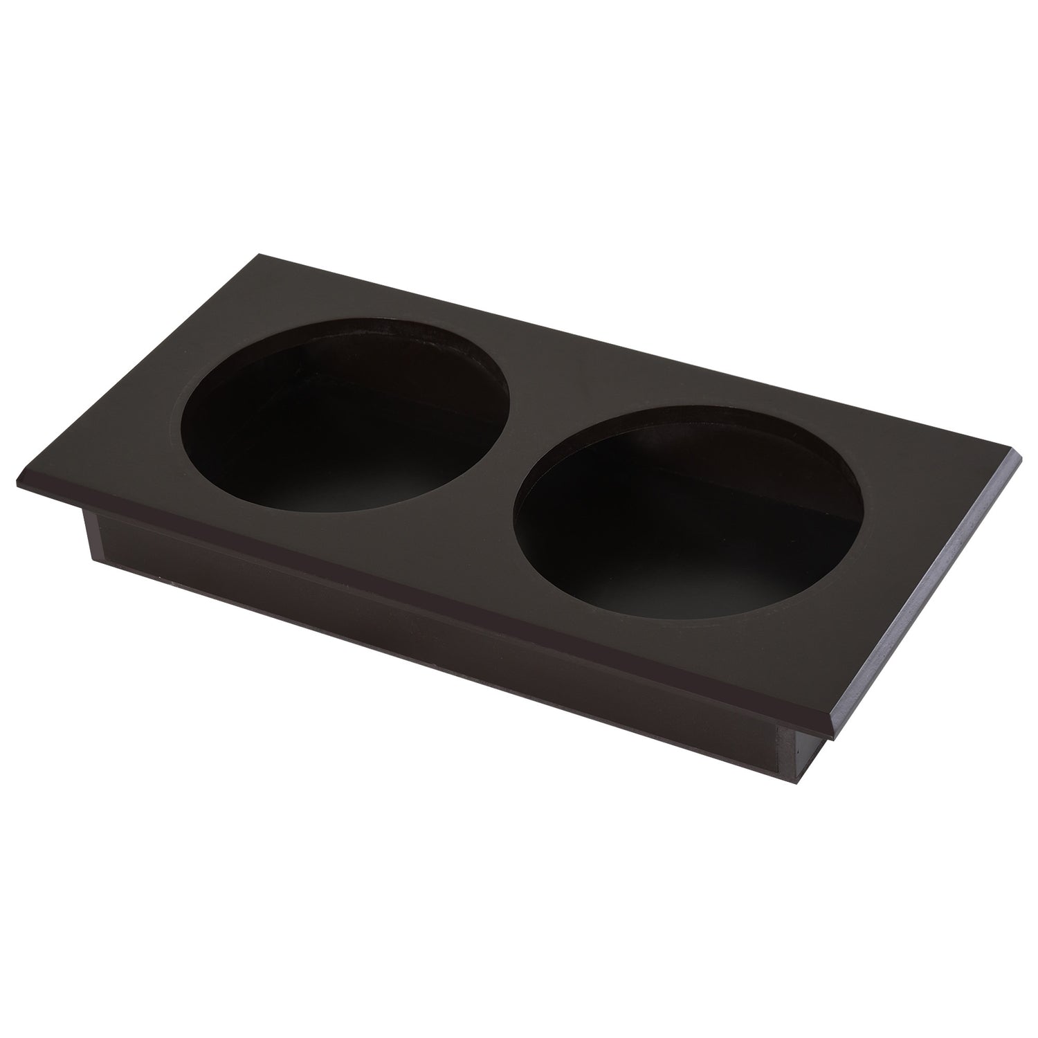 Utfodringsstation för husdjur, dubbla skålar i rostfritt stål, MDF Espresso Finish