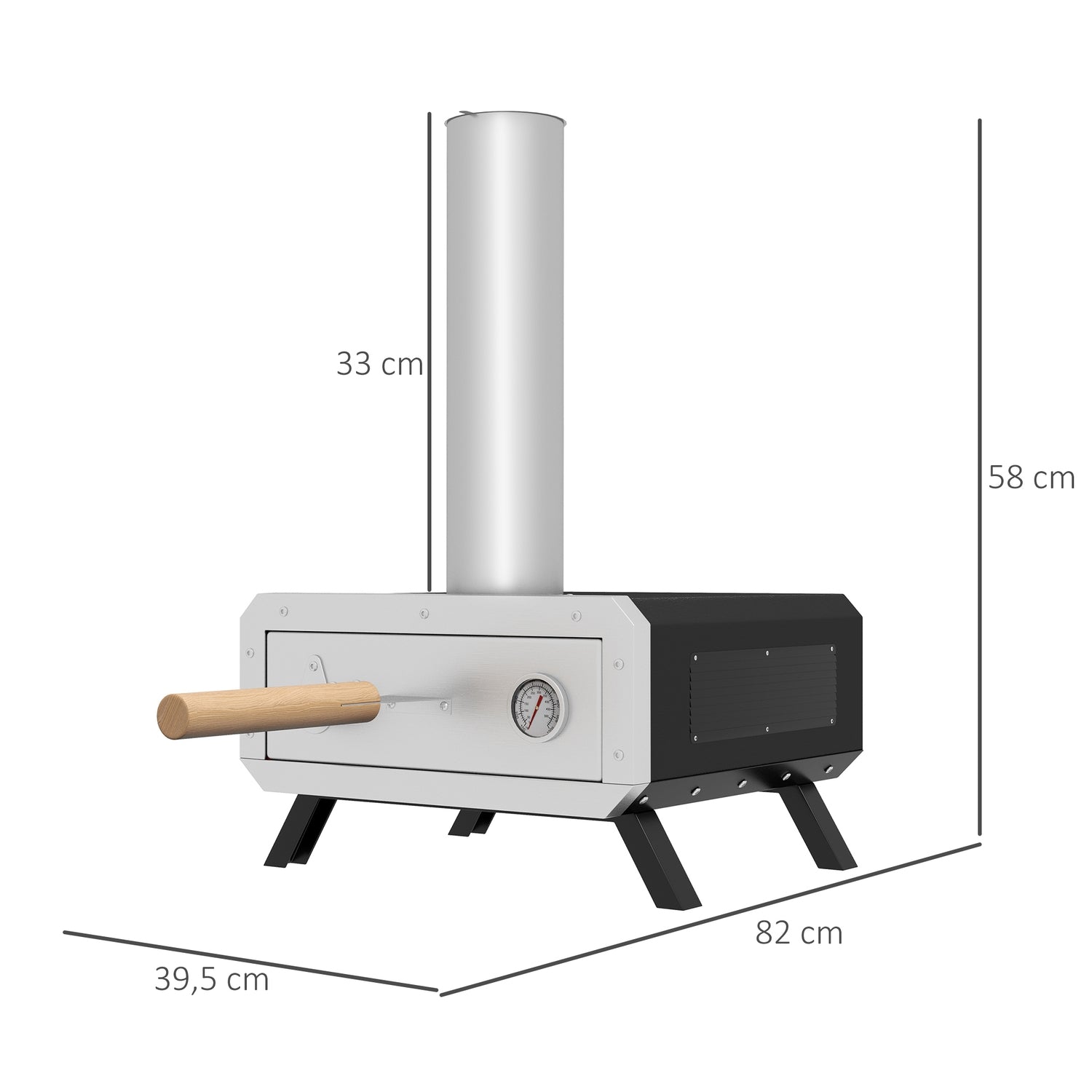 Utomhus 2-i-1 pizzaugn med sten och skal för BBQ Grill
