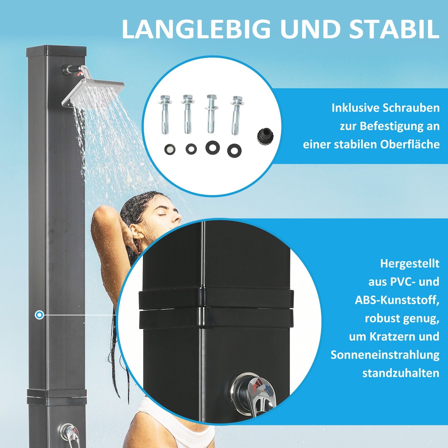Utomhus 40L soldusch, fot- och regnhuvud, 60°C vatten