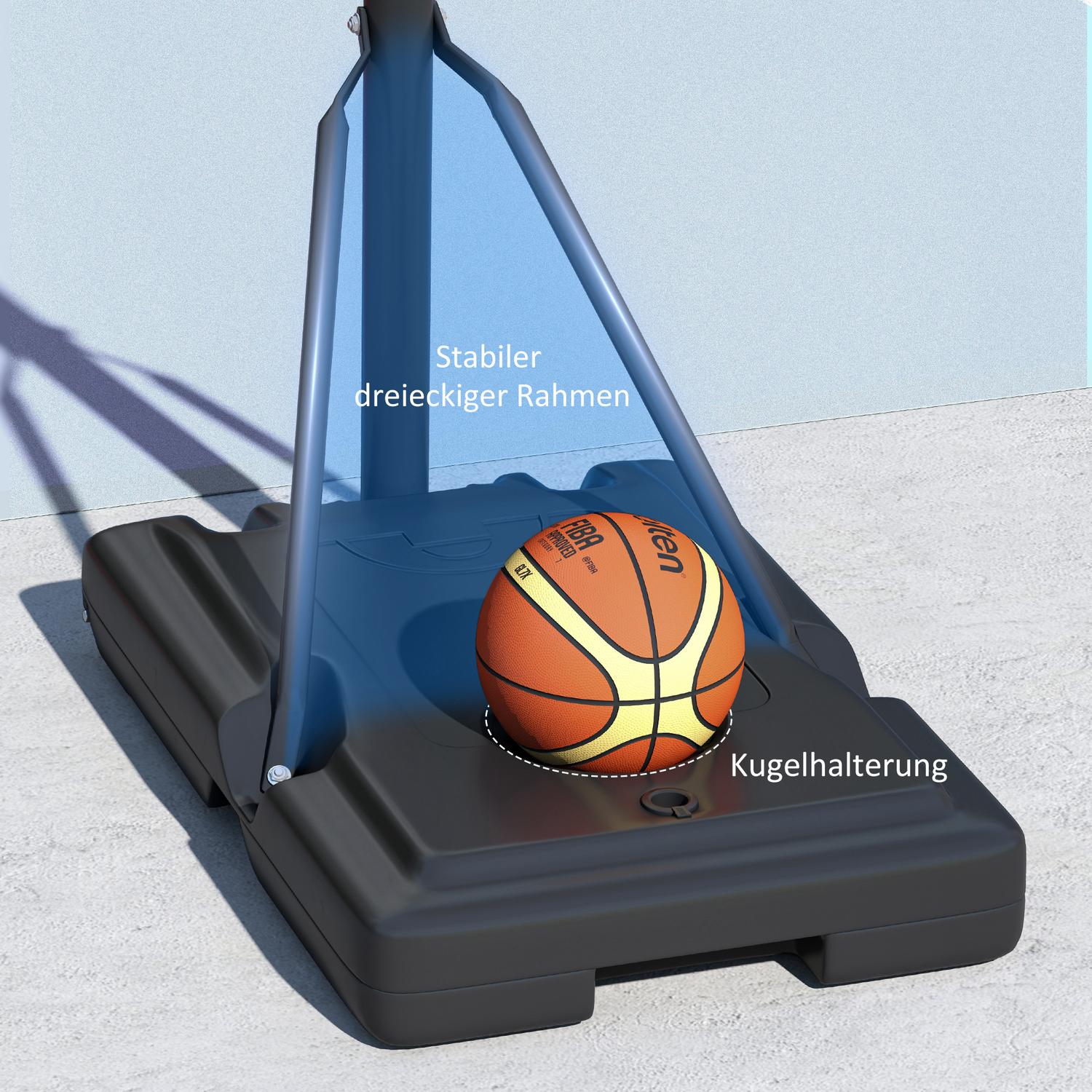 Justerbar utomhusbasketbåge med hjul, 230-305 cm