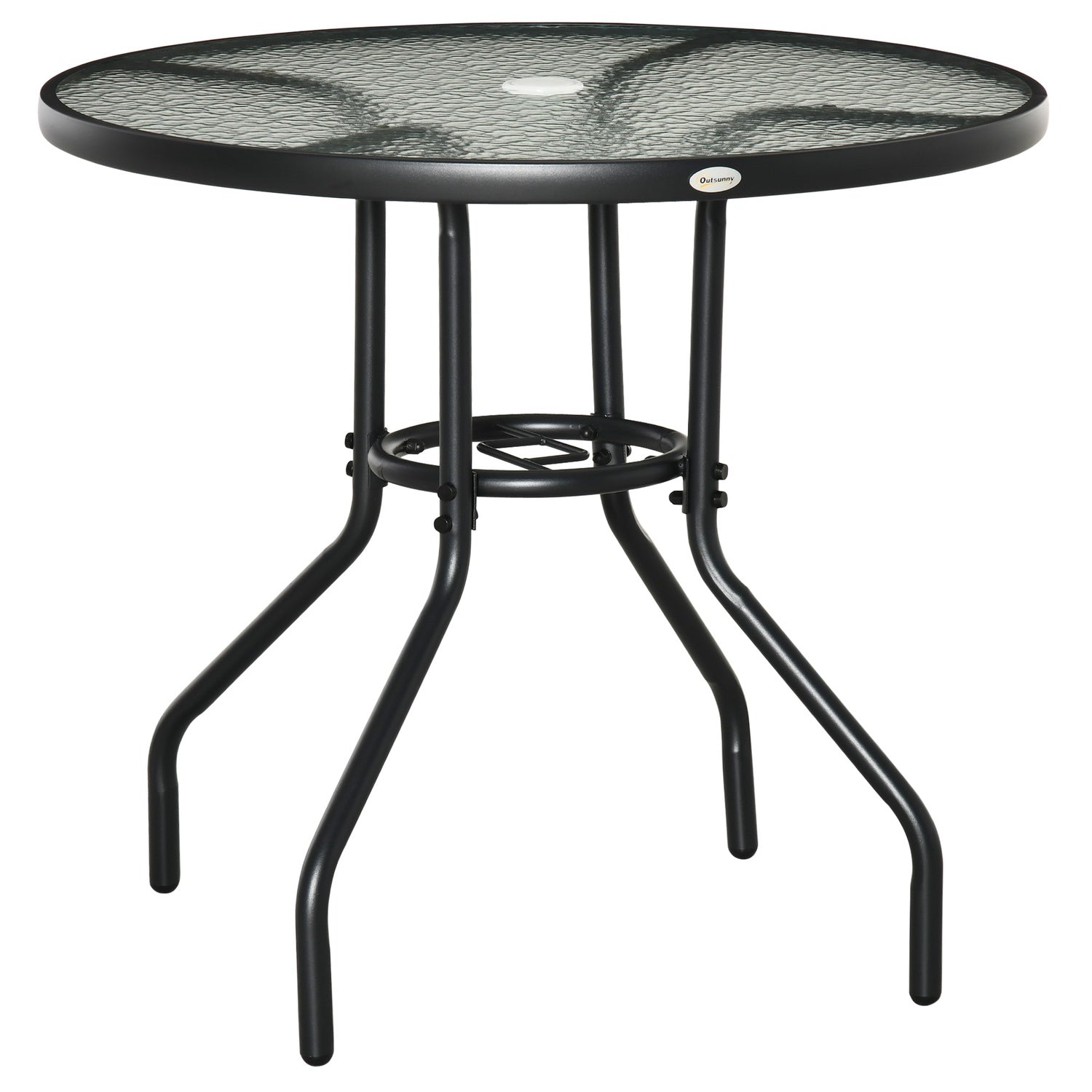 Utomhusbistrobord, härdat glas & metall, svart, 80cm
