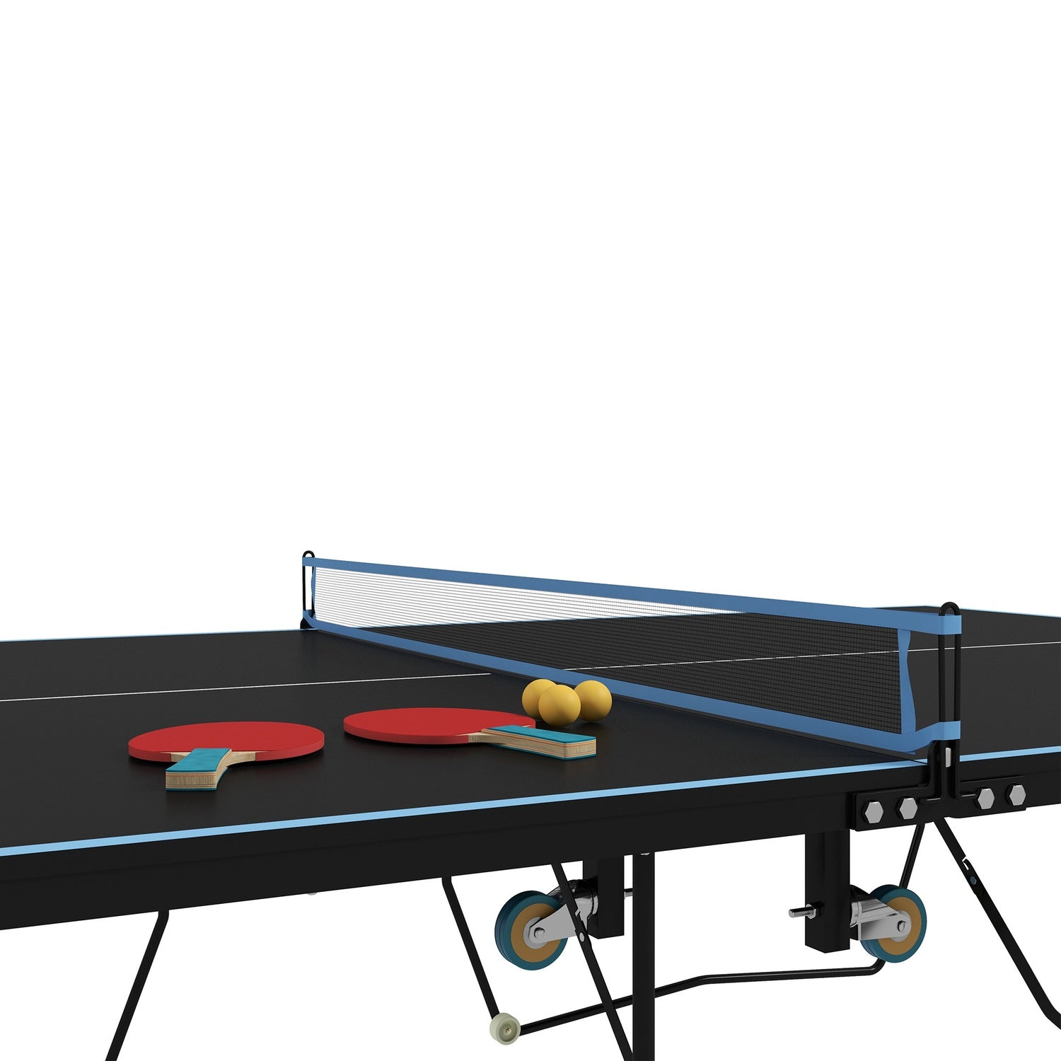 Vikbart utomhusbordtennisbord, hjul och nät ingår