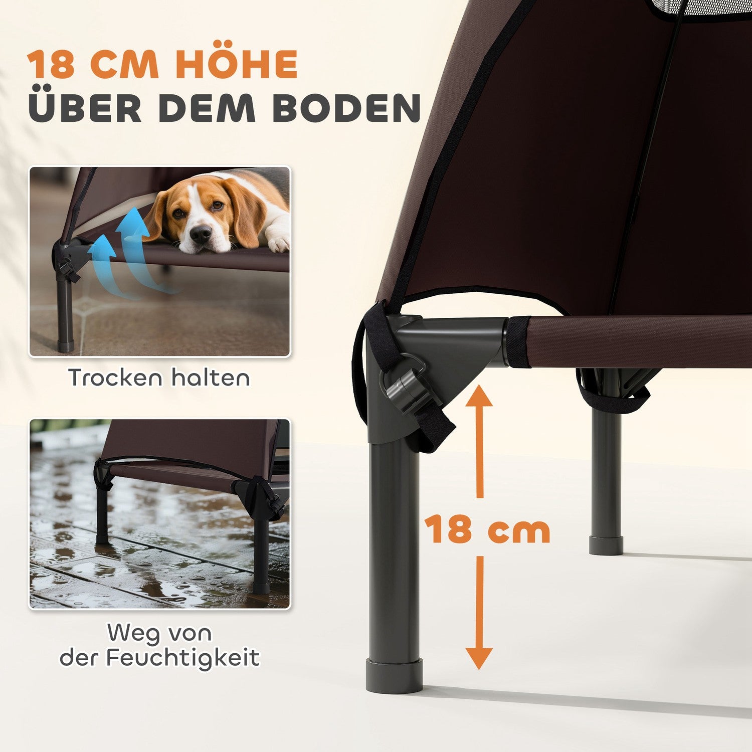 Utomhus förhöjd hundsäng med tak – stor, svalkande, tvättbar
