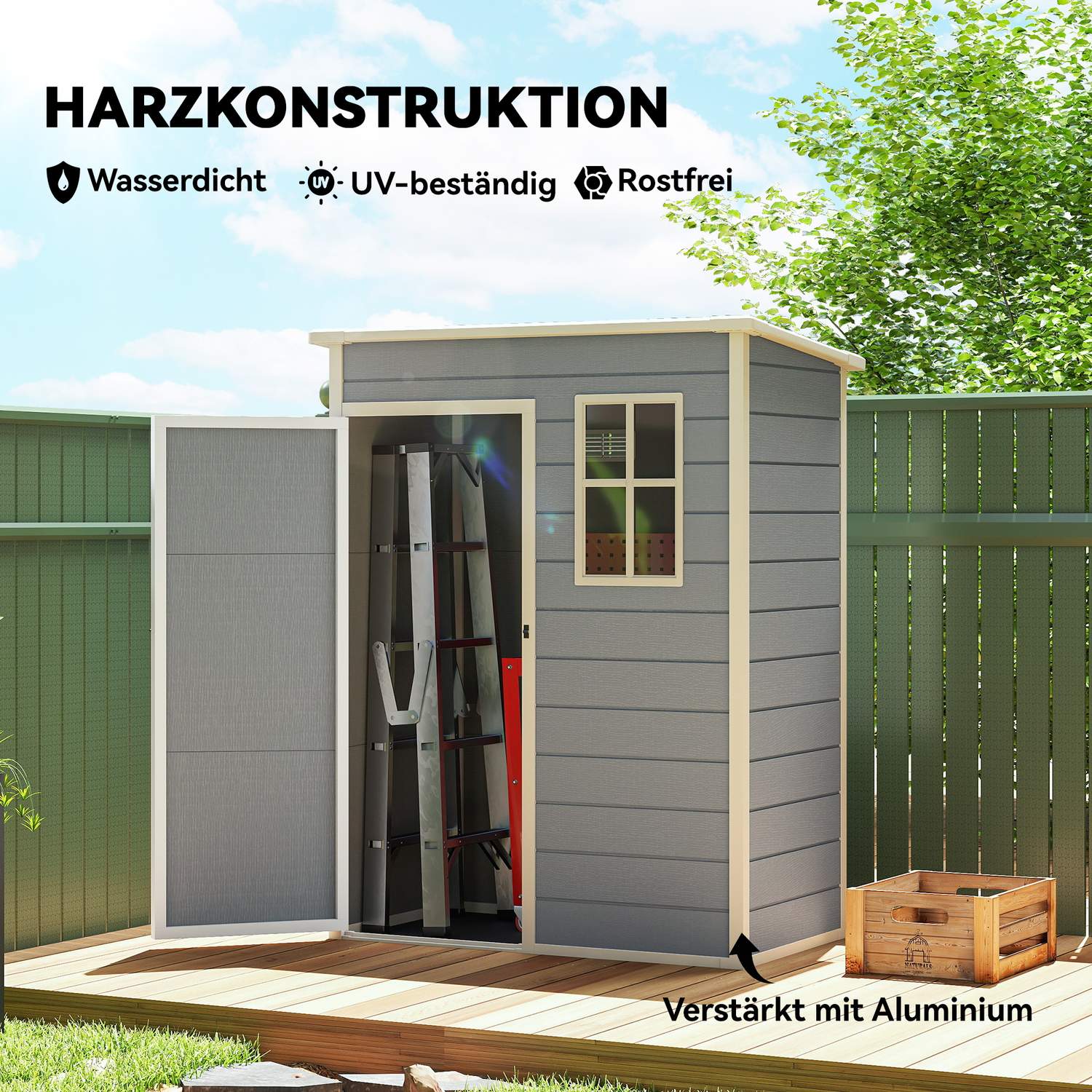 Utomhusförråd, polypropen, låsbar dörr