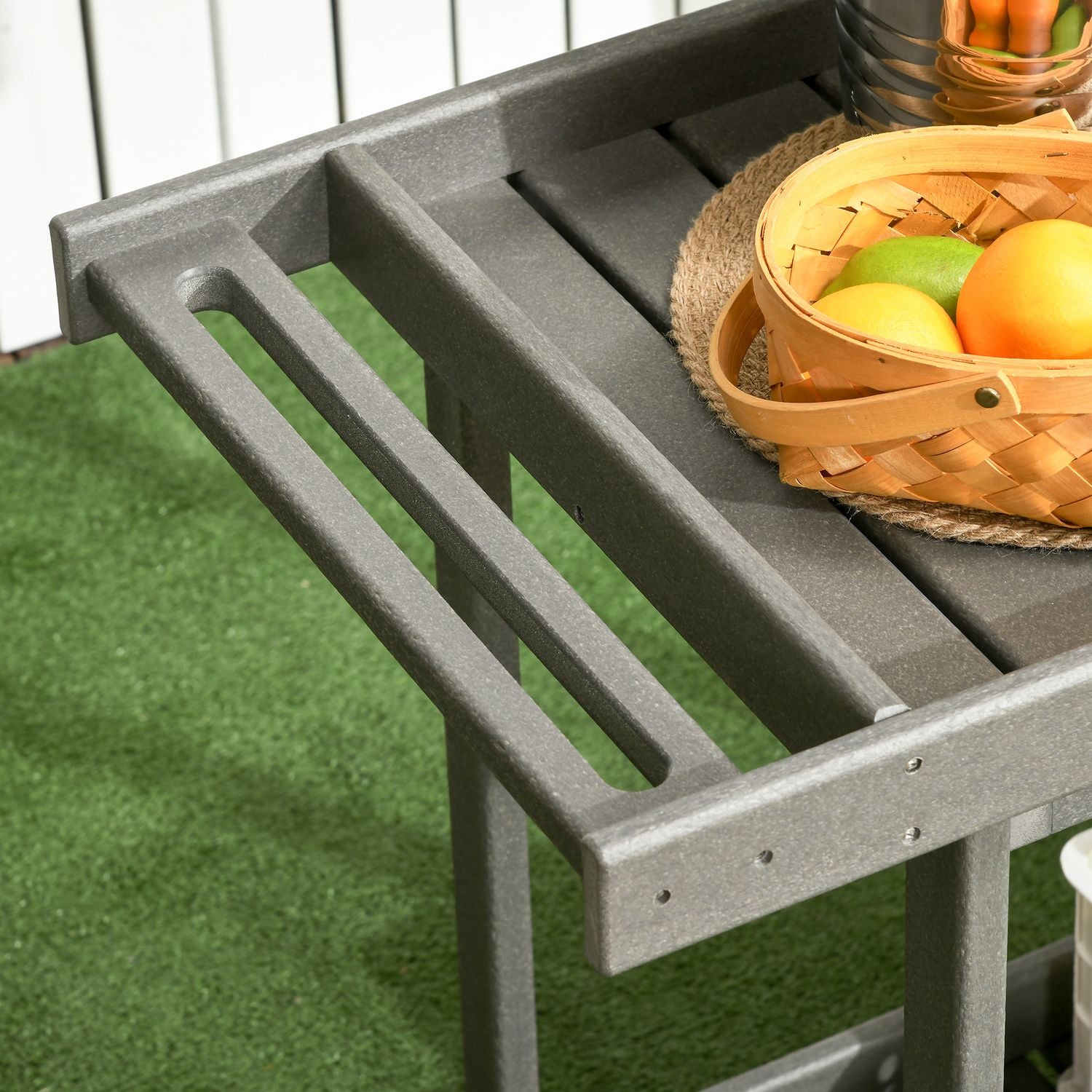 Utomhusgrillvagn med handdukshängare och 2 hyllor, 87x50x80cm