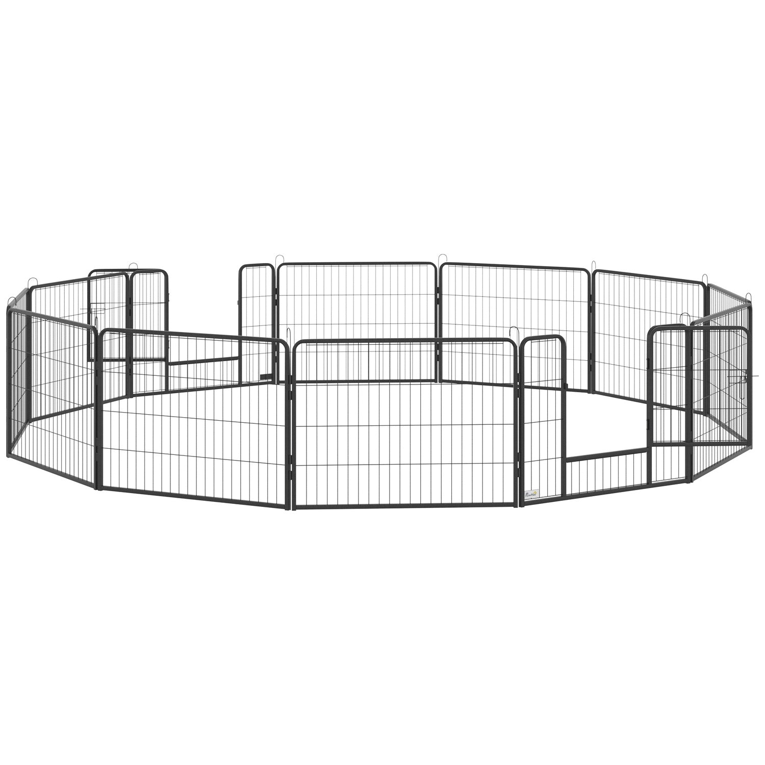 Utomhushundlekhage – 12-panels stål, svart, 60 cm hög