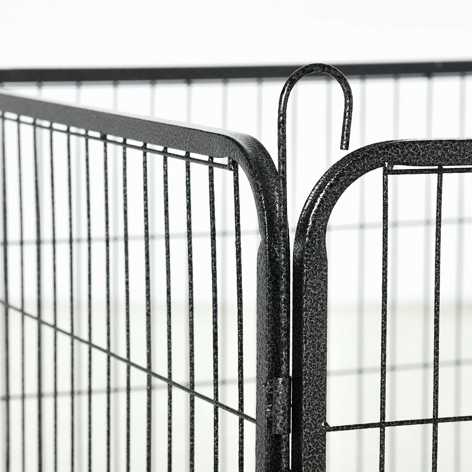 Utomhushundlekhage – 12-panels stål, svart, 60 cm hög
