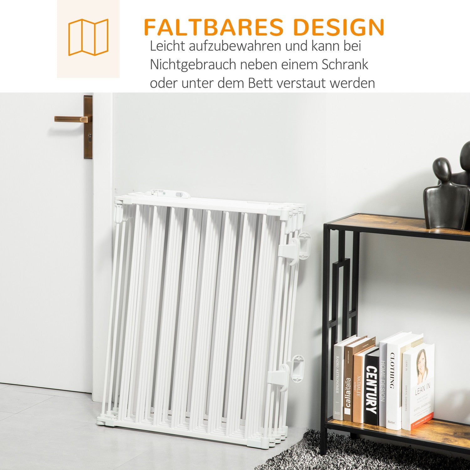 Utomhushundlekhage med dörr – hopfällbar, 8 paneler, vit