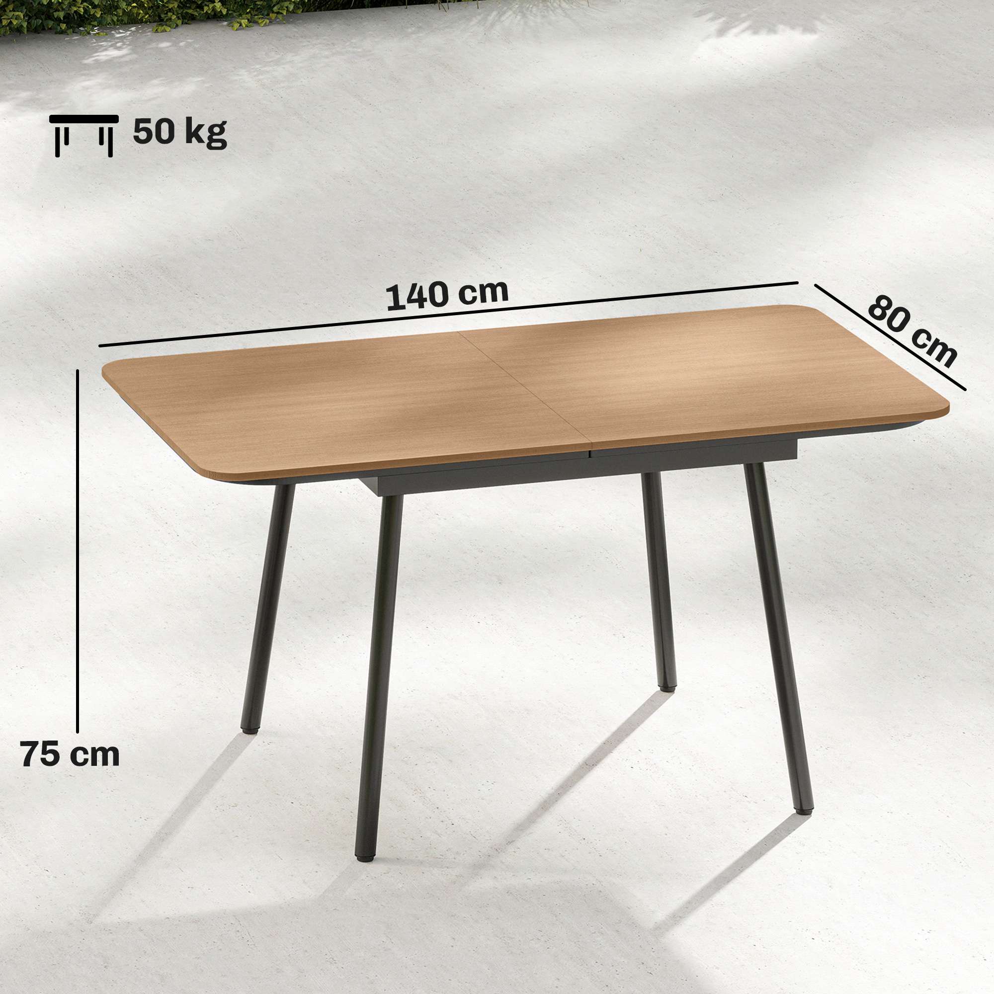 Utomhusmatbord 140x80 cm, 6 platser, teak WPC-skiva