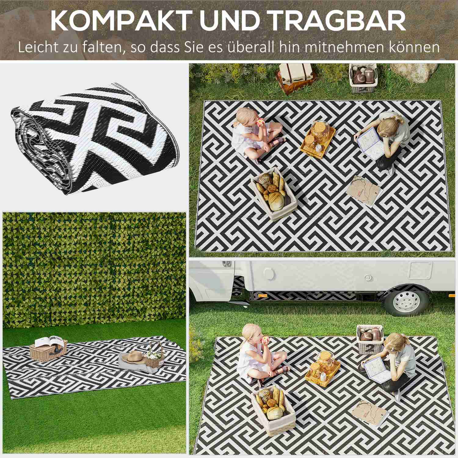 Utomhusplastmatta – vattenavvisande, dubbelsidig, 152x243 cm