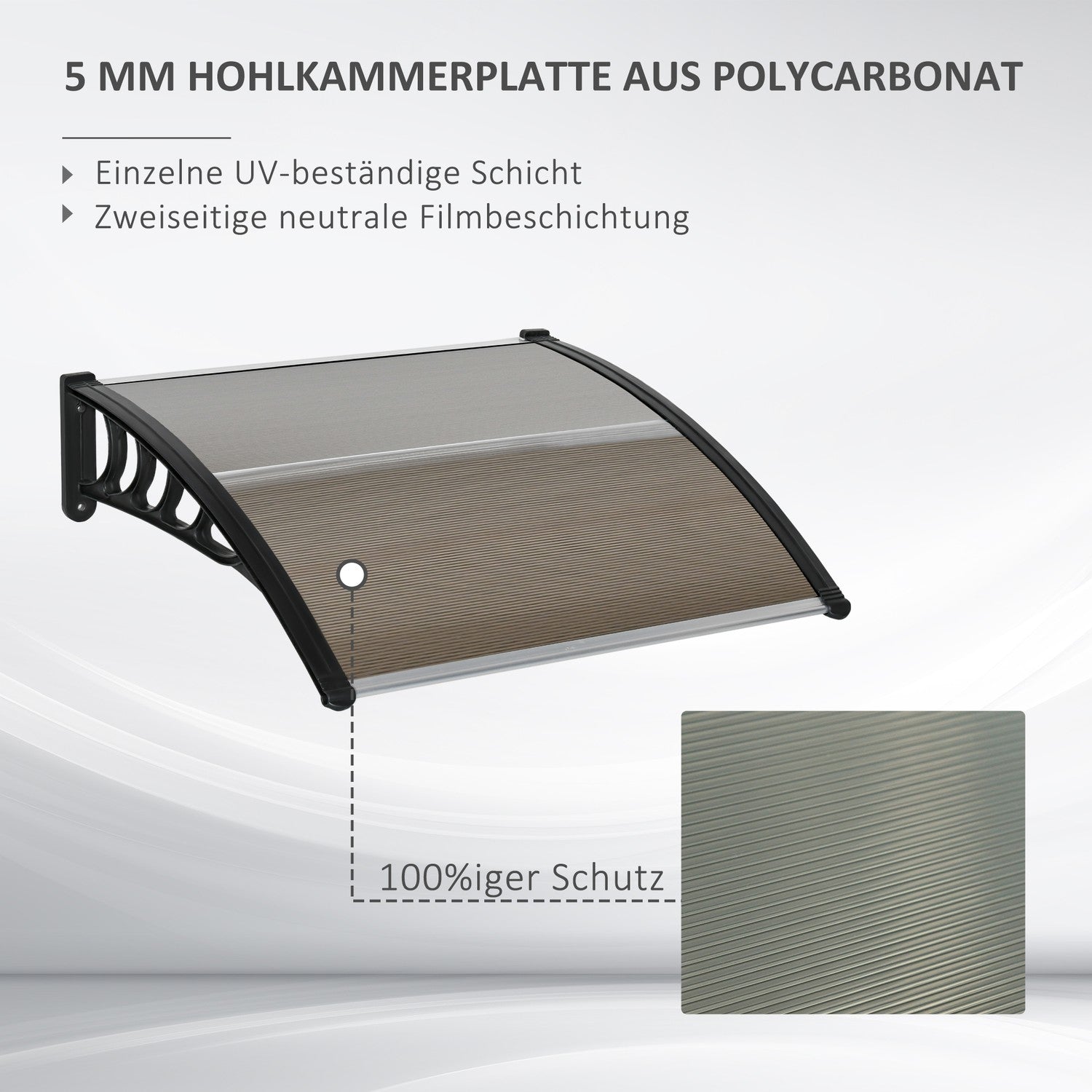 Utomhus skrivbordstak – UV, regn- och solskydd, aluminium