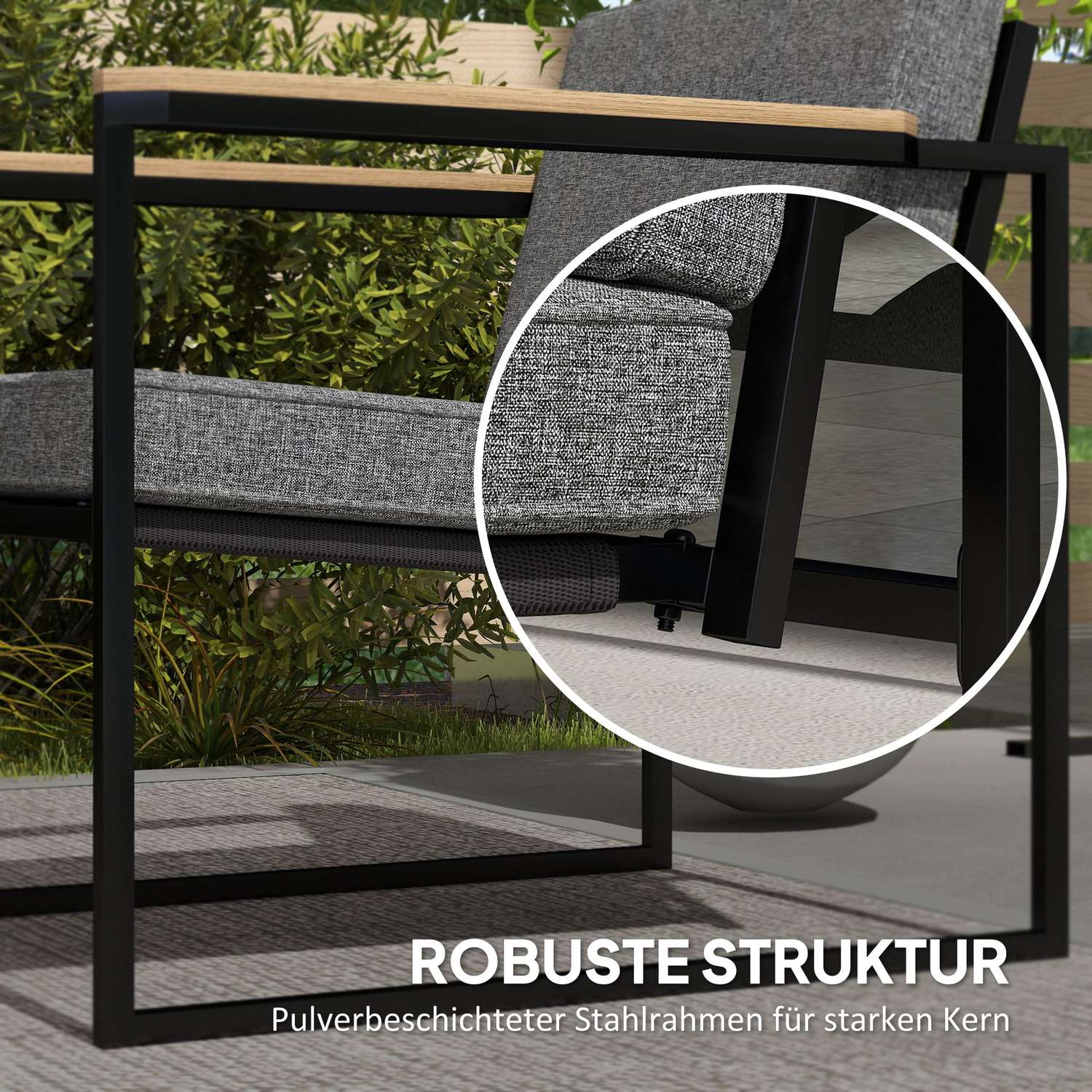 Utomhus trädgårdsmöbler set för 4, väderbeständig med kuddar