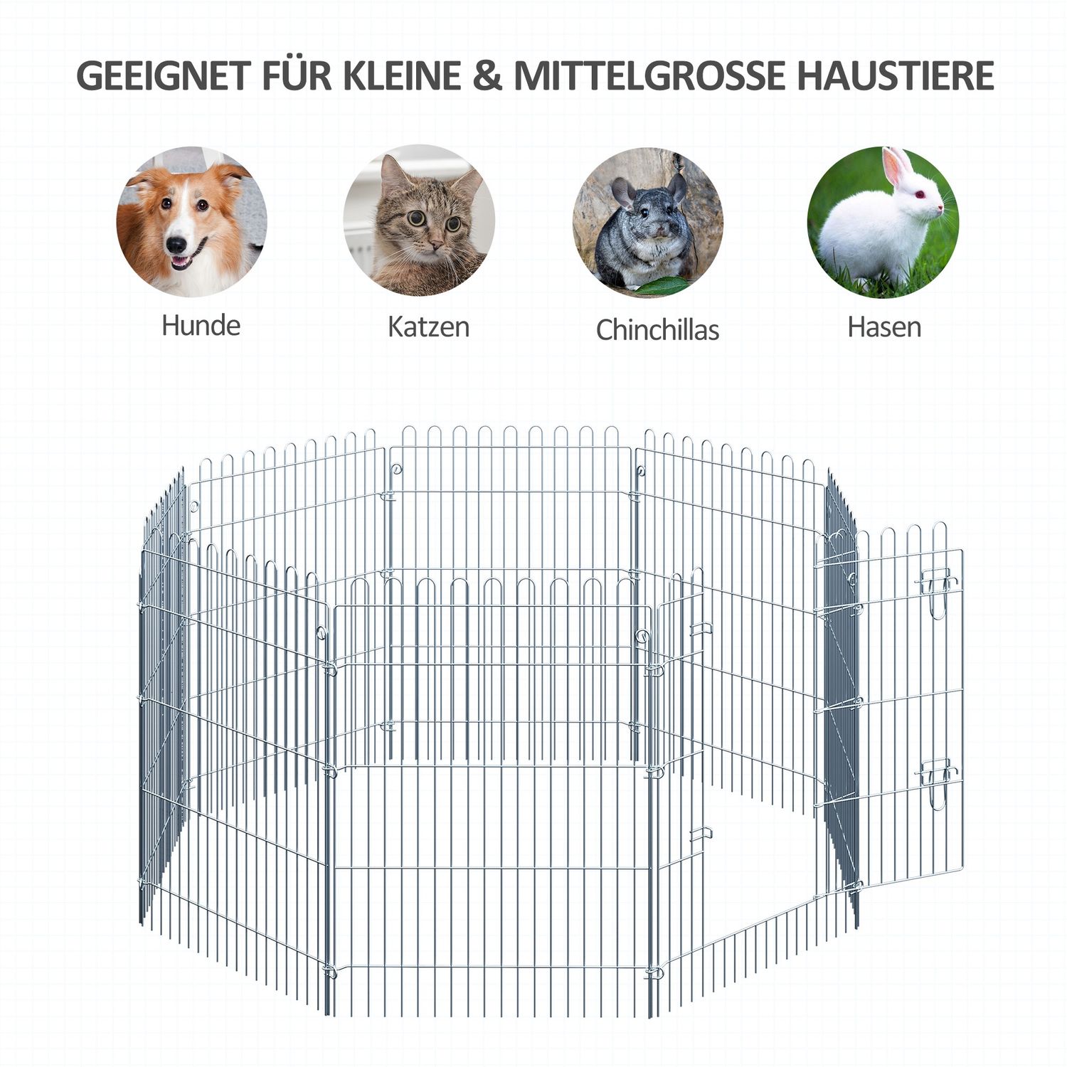 Utomhusvalplekhage, 8-panel, Säker & Stabil, 63x91 cm