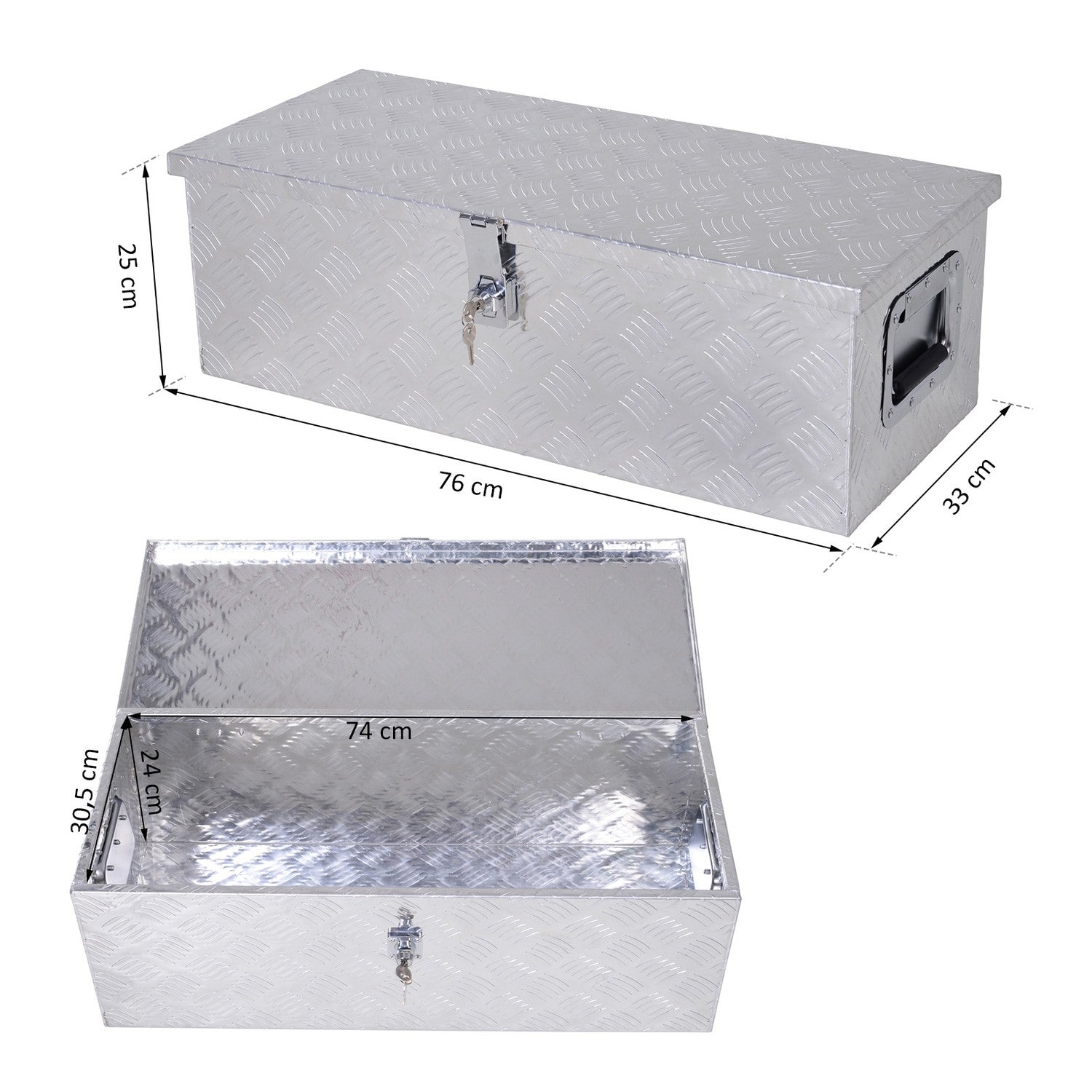 Utrustningslåda i aluminium – Silver, 76x33x25 cm