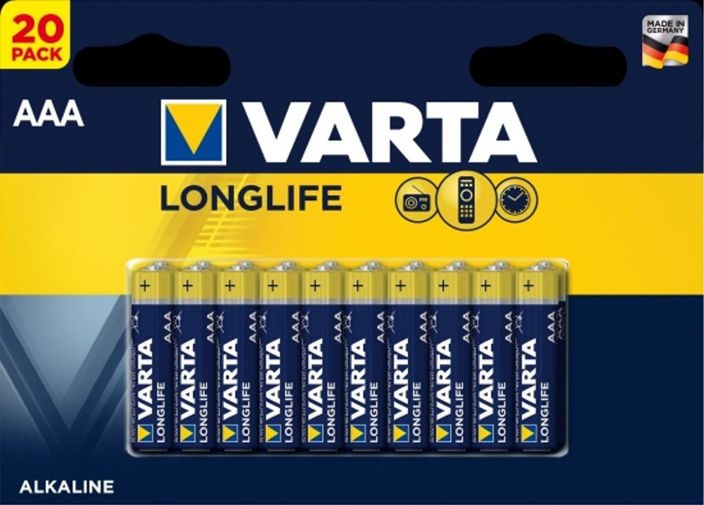 VARTA Longlife Alkaline AAA-batteri LR3, 20-pack