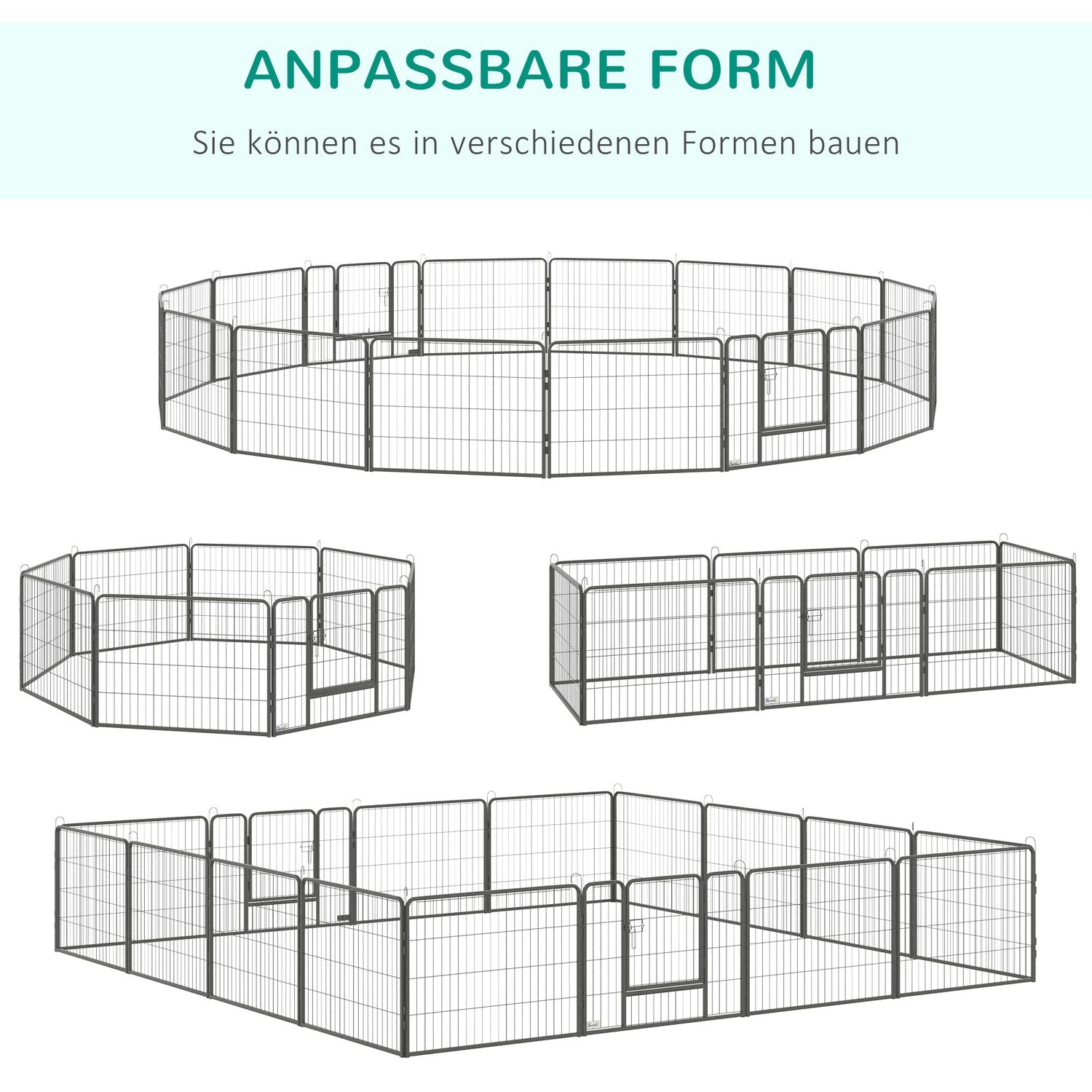 Utomhusvalplekhage, stål, 16 segment, 2 dörrar, 60 cm hög