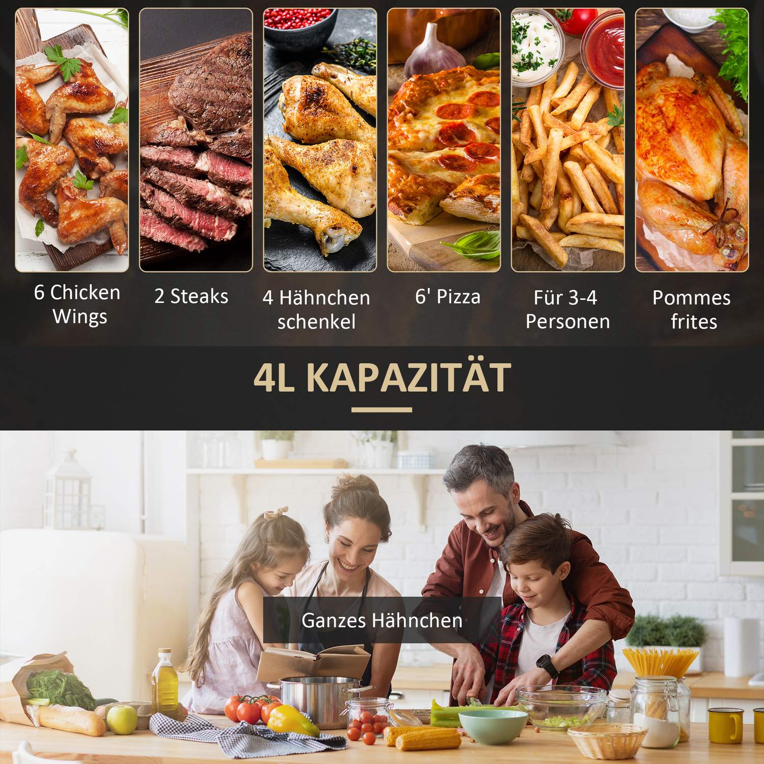 4L Air Fryer, 12 program, LED-skärm, non-stick korg