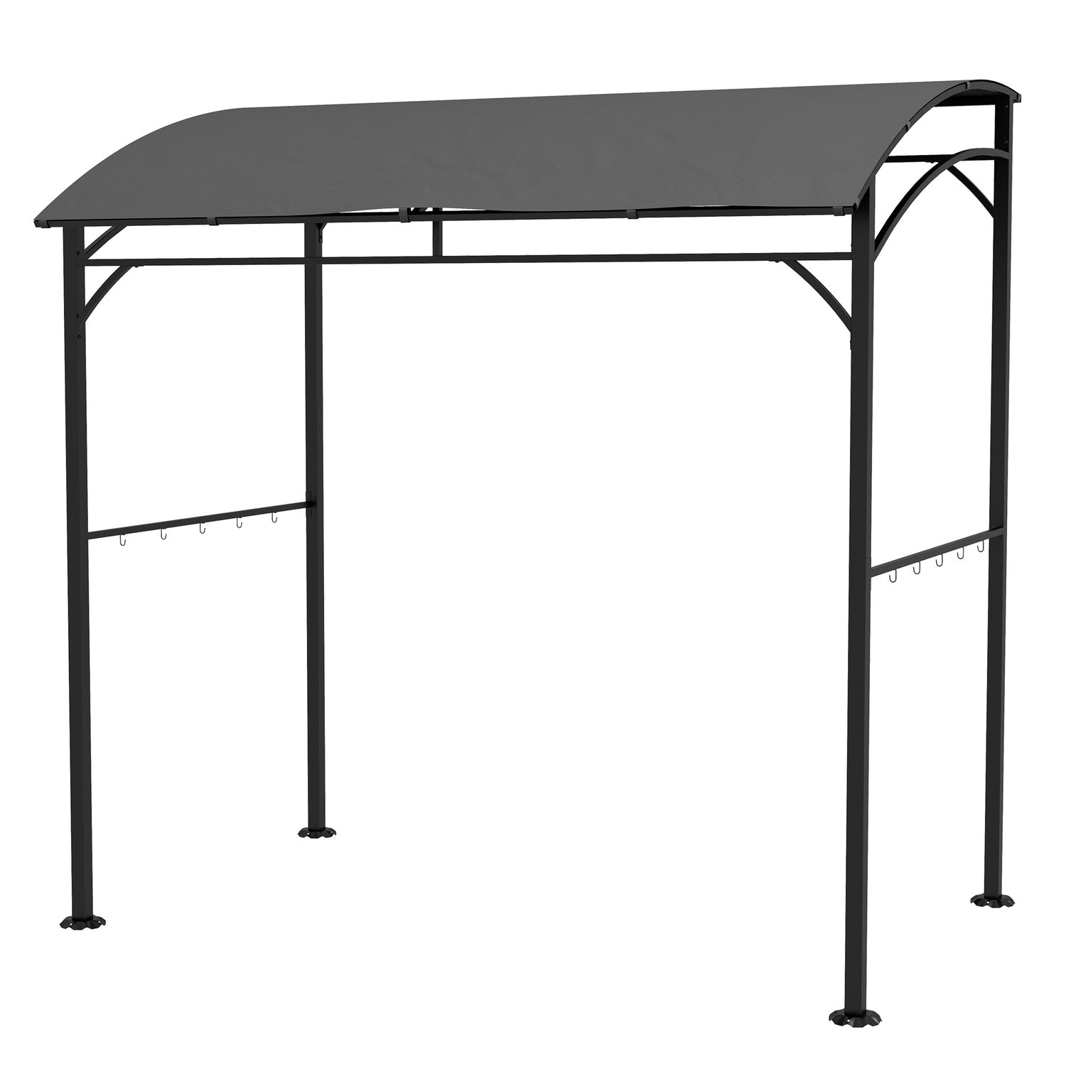 Vattenavvisande grillpaviljong, böjt tak, 215x150x220 cm, mörkgrå