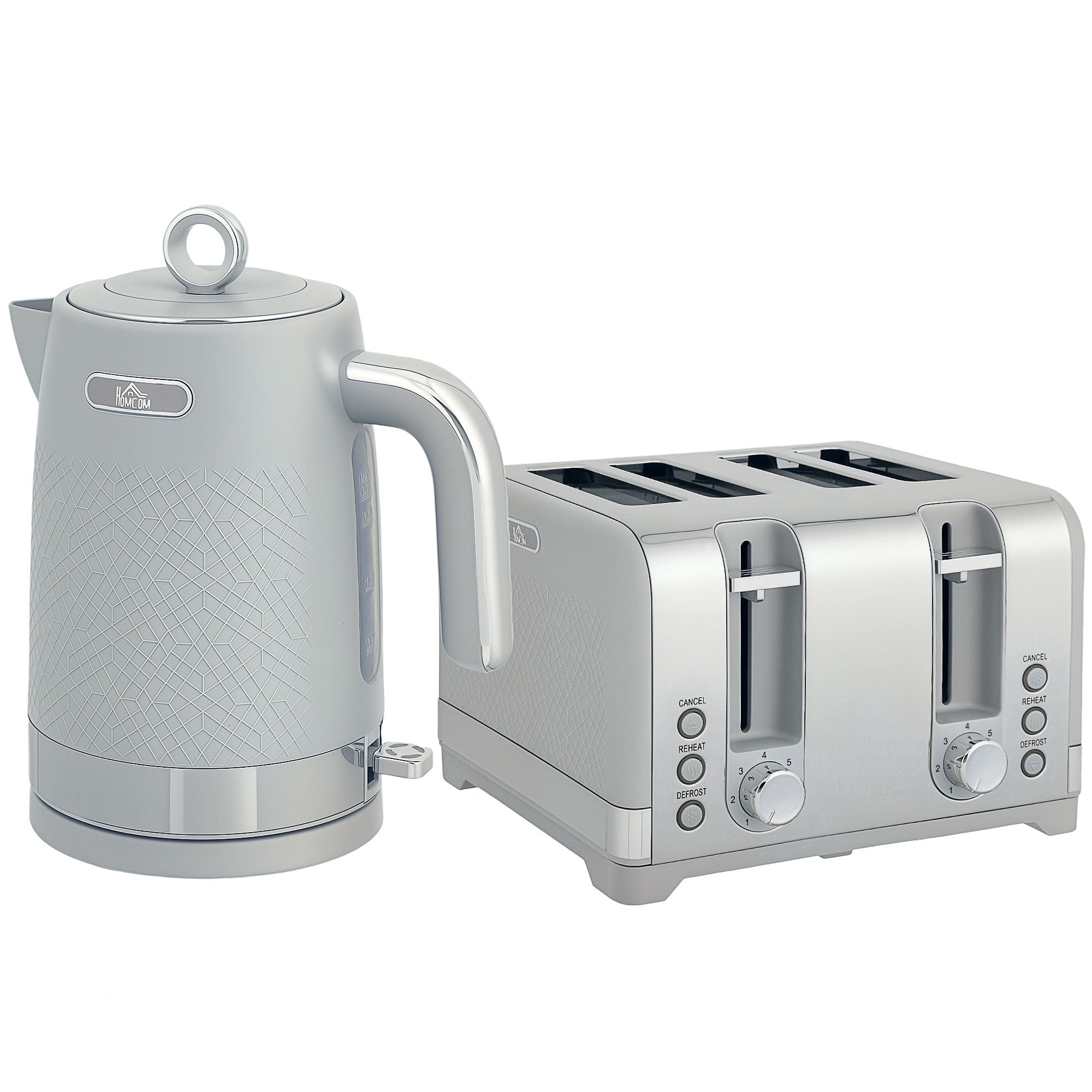 Vattenkokare och brödrostset, 1,7 l 2200 W snabbkokning, brödrost för 4 skivor