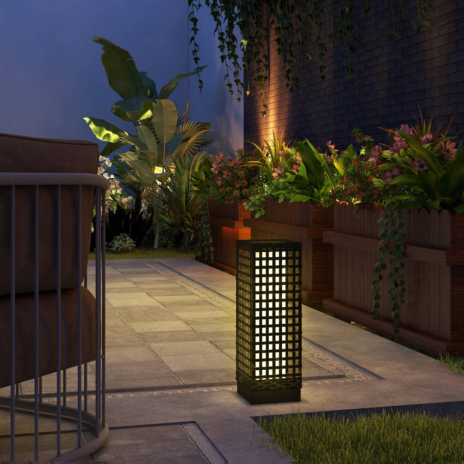 Vattentät Solar LED Trädgårdslampa, Rotting Design, Auto Sensor