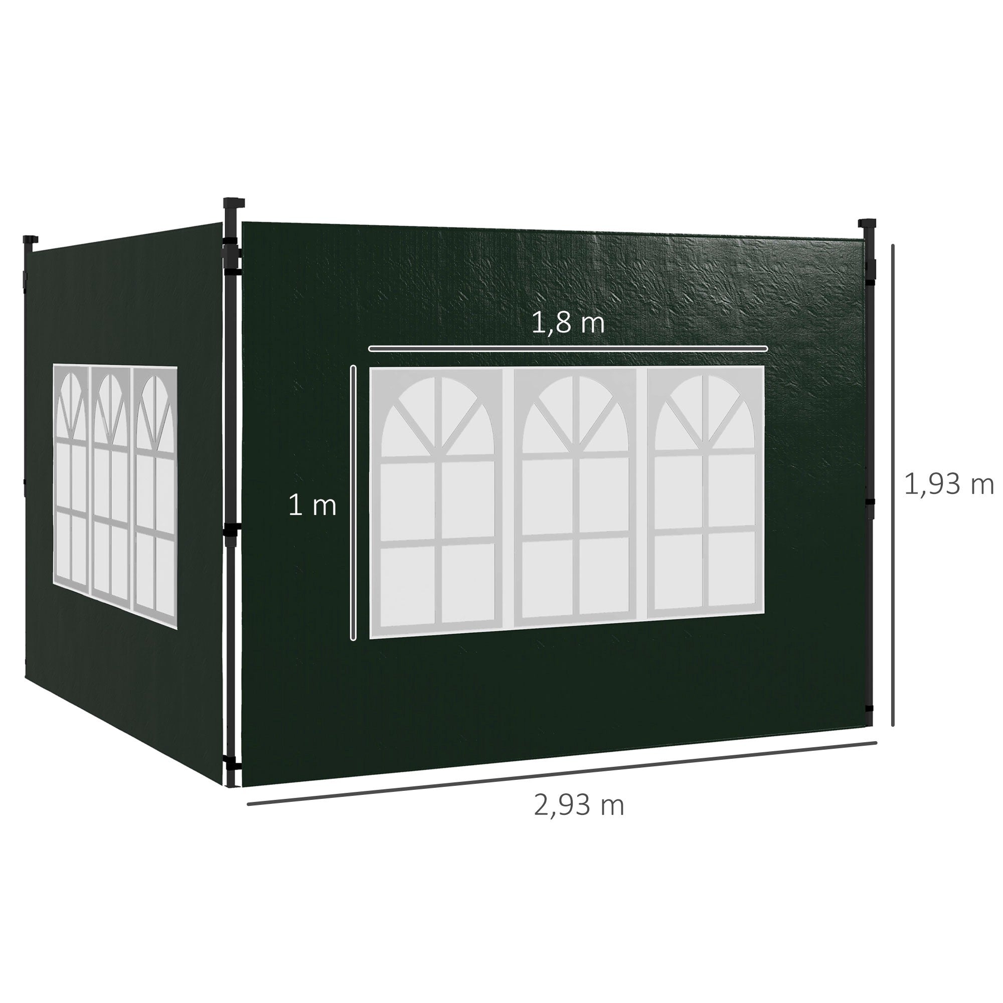 Vattentäta sidoväggar till paviljongen med fönster, 2-pack, gröna