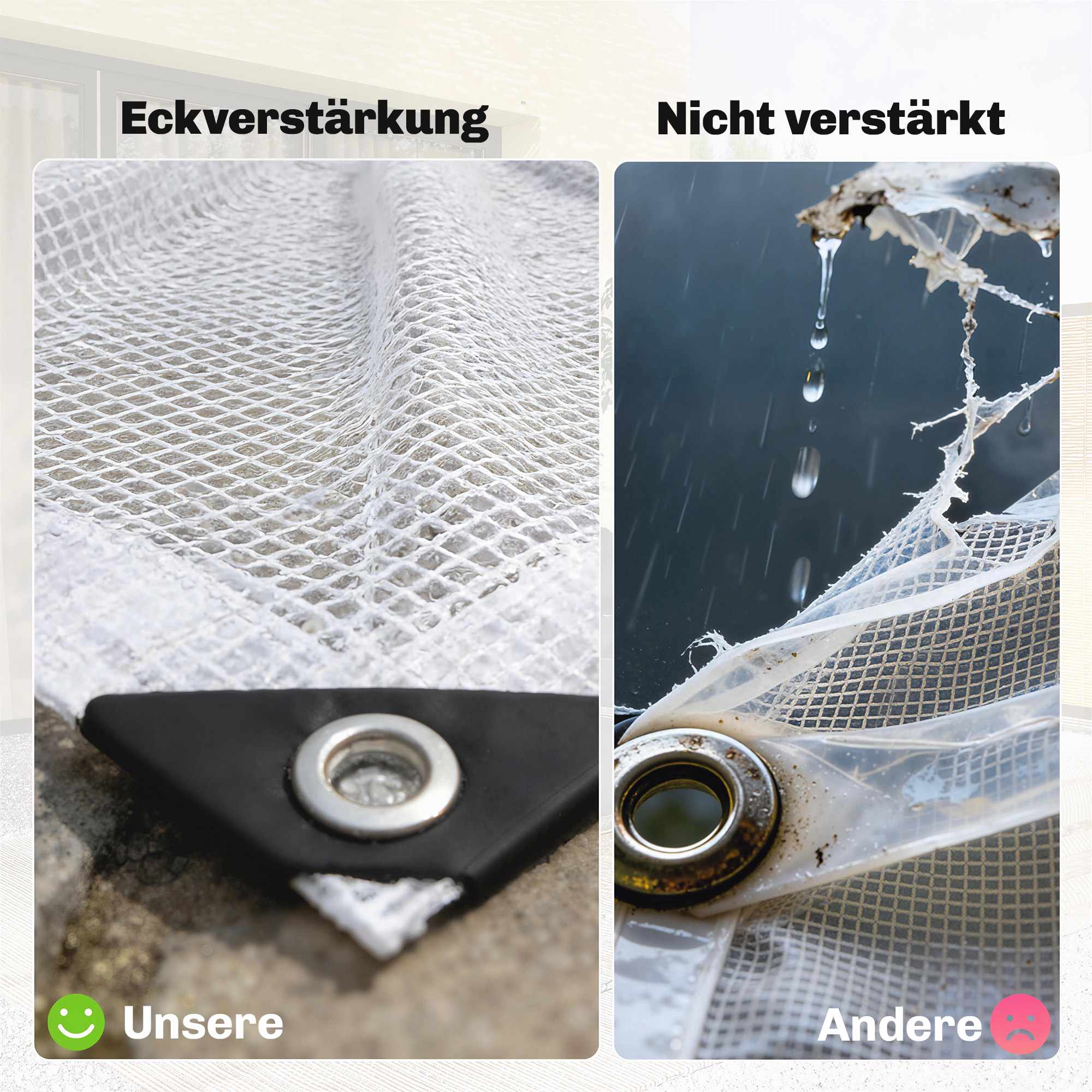Vattentät presenning 4x6m, 140g/m², UV-stabil med öljetter