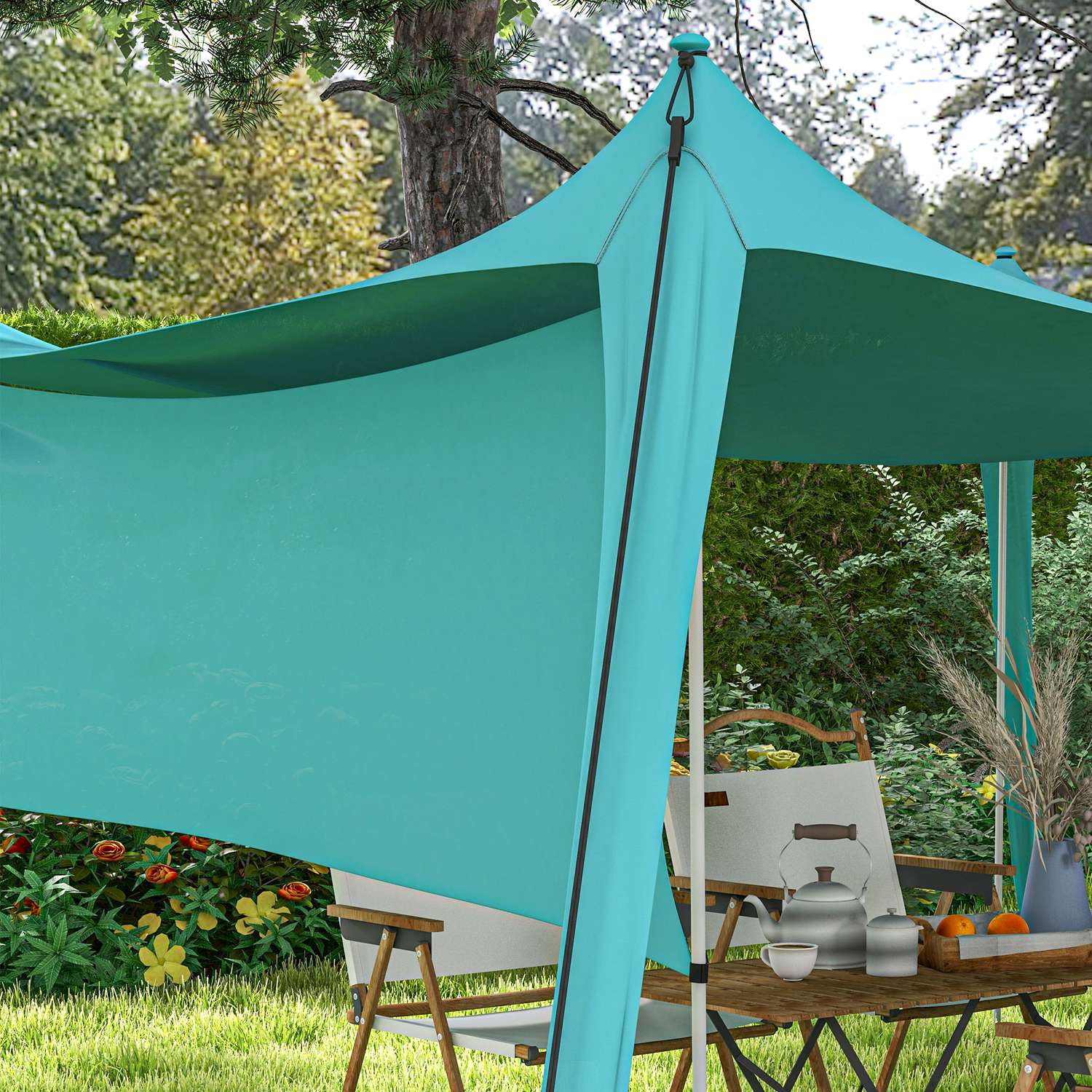 Vattentät soltakmarkis, 3x3x2M Med stålstänger