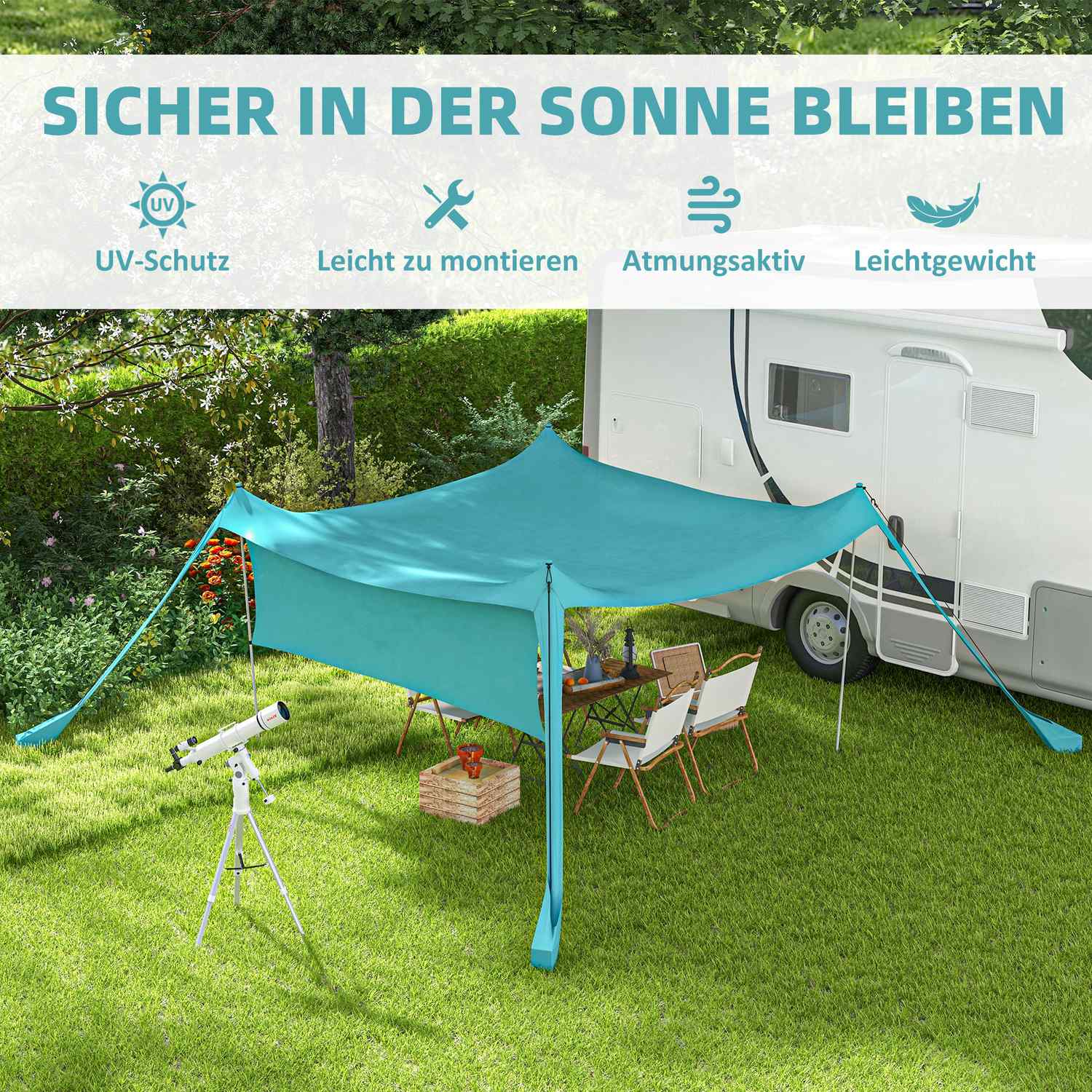 Vattentät soltakmarkis, 3x3x2M Med stålstänger