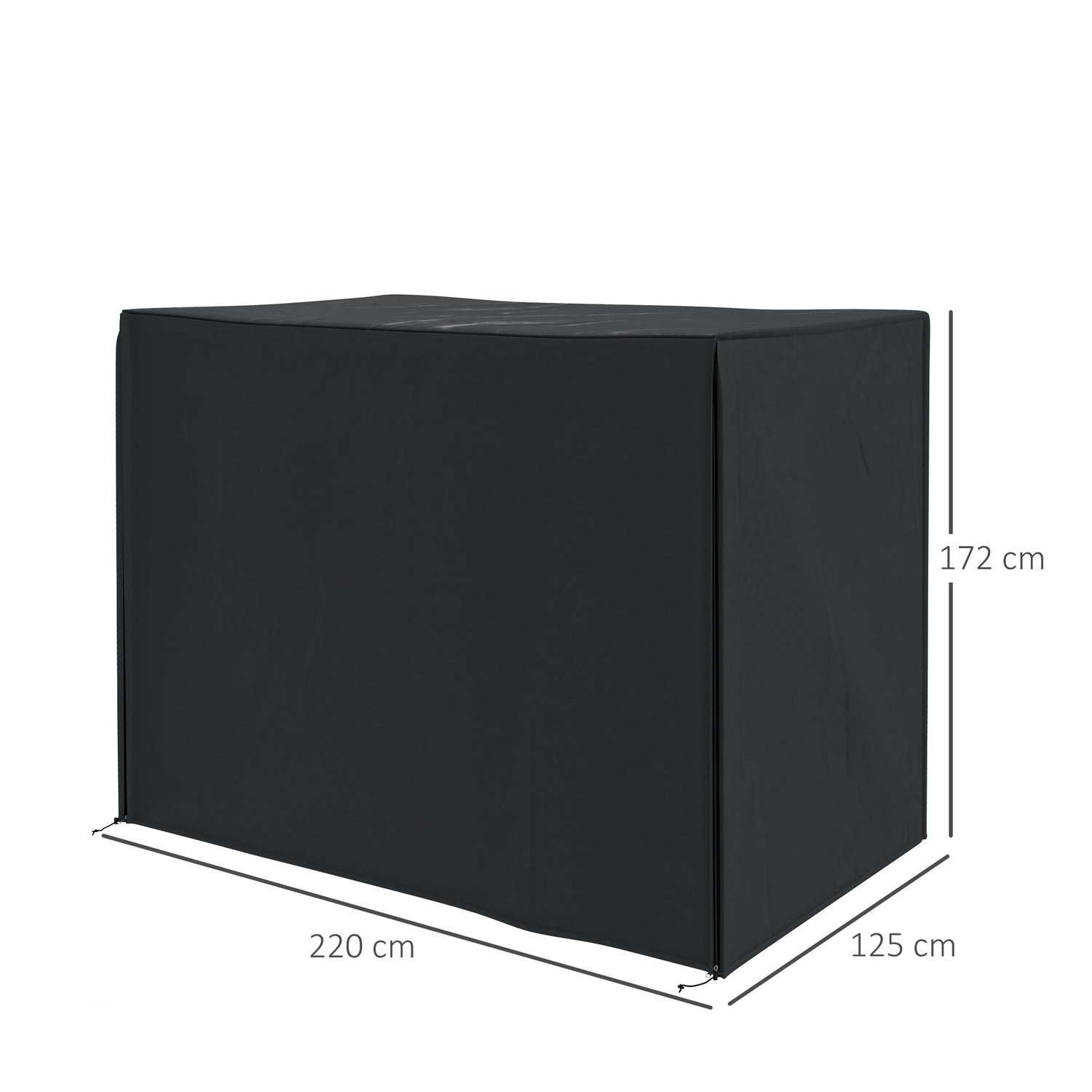 Vattentät svart trädgårdsgungskydd, UV-skydd, 220x125x172 cm