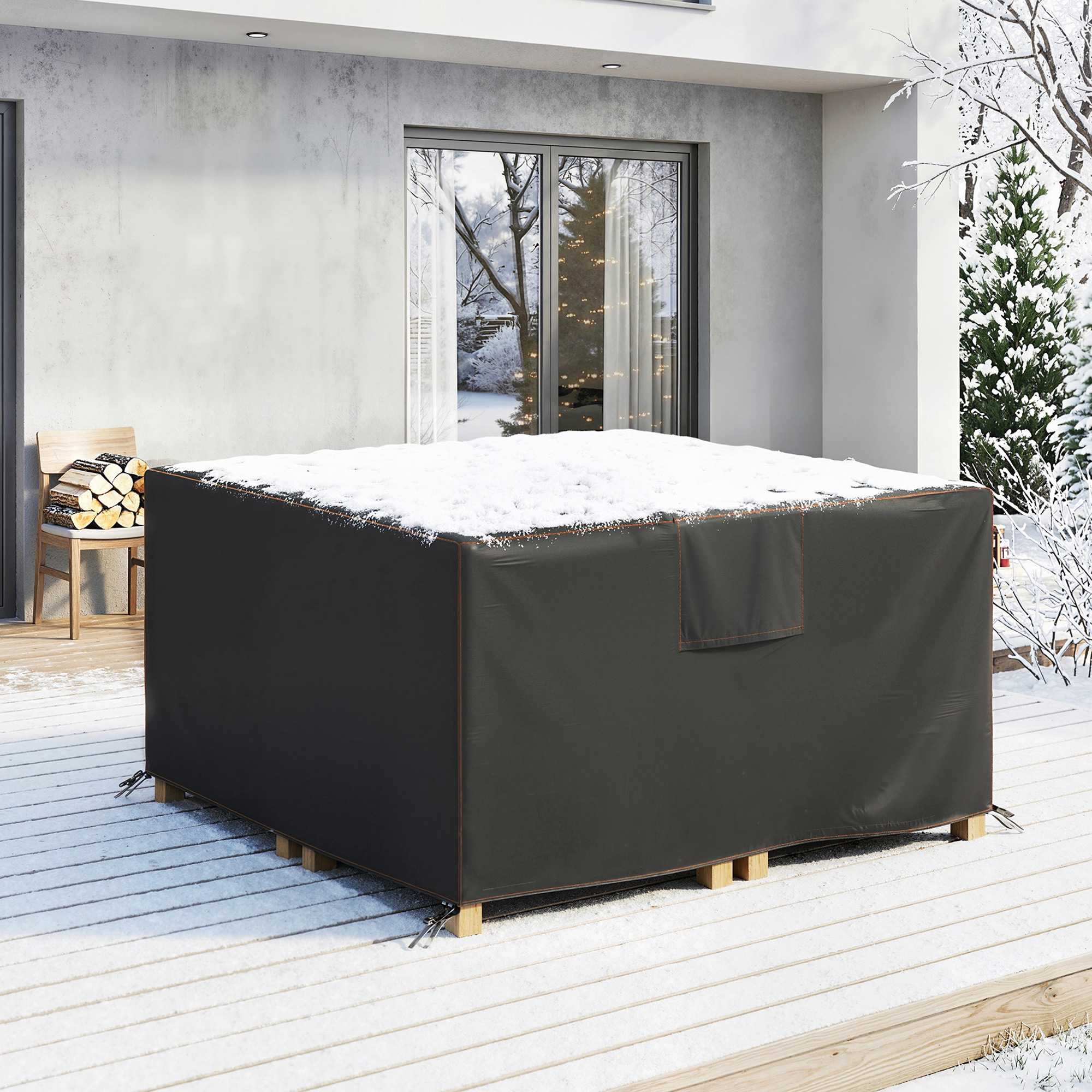 Vattentätt överdrag för trädgårdsmöbler, 420D Oxford, 125x125x74cm
