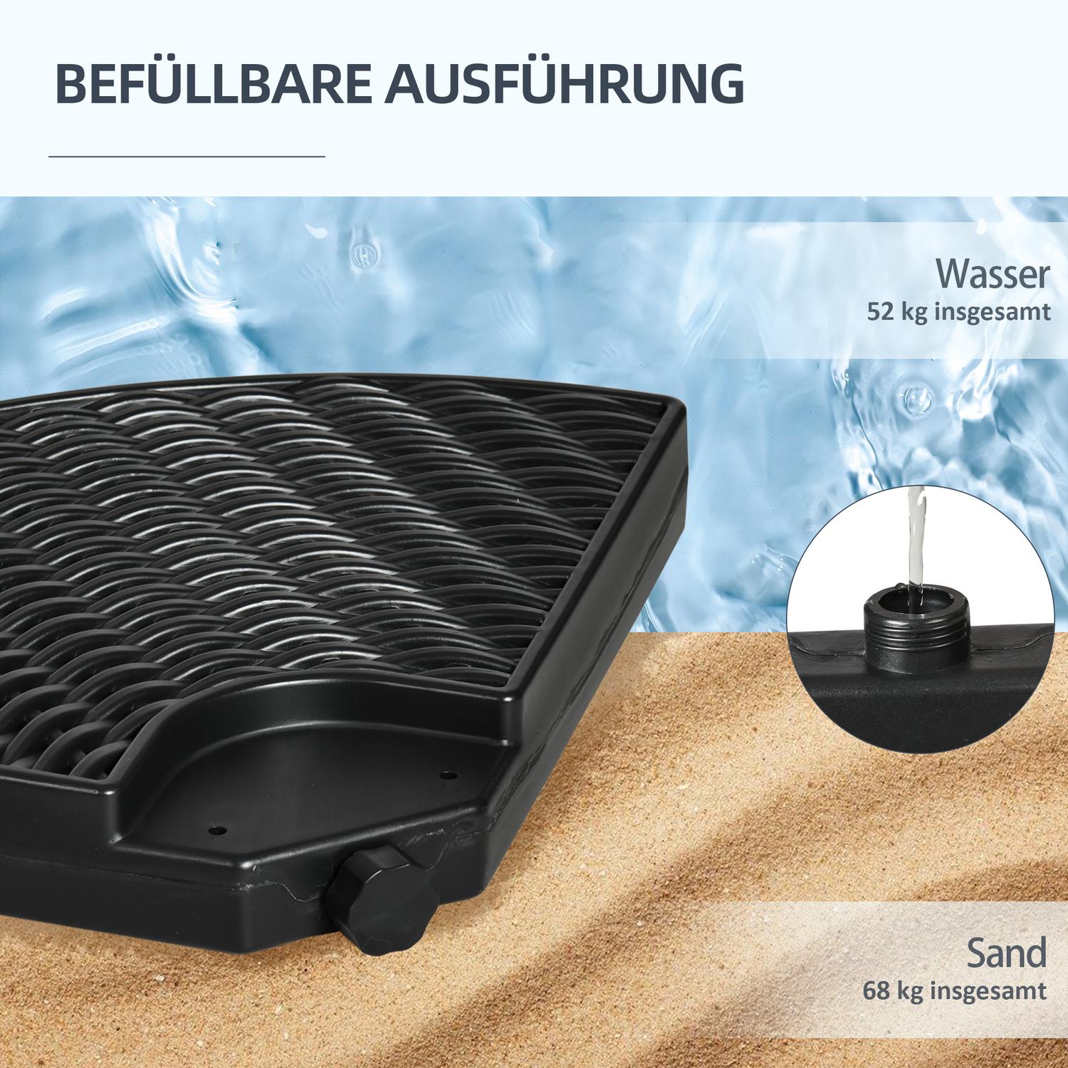 Väderbeständig Cantilever Paraply Base, HDPE, Upp till 68 Kg
