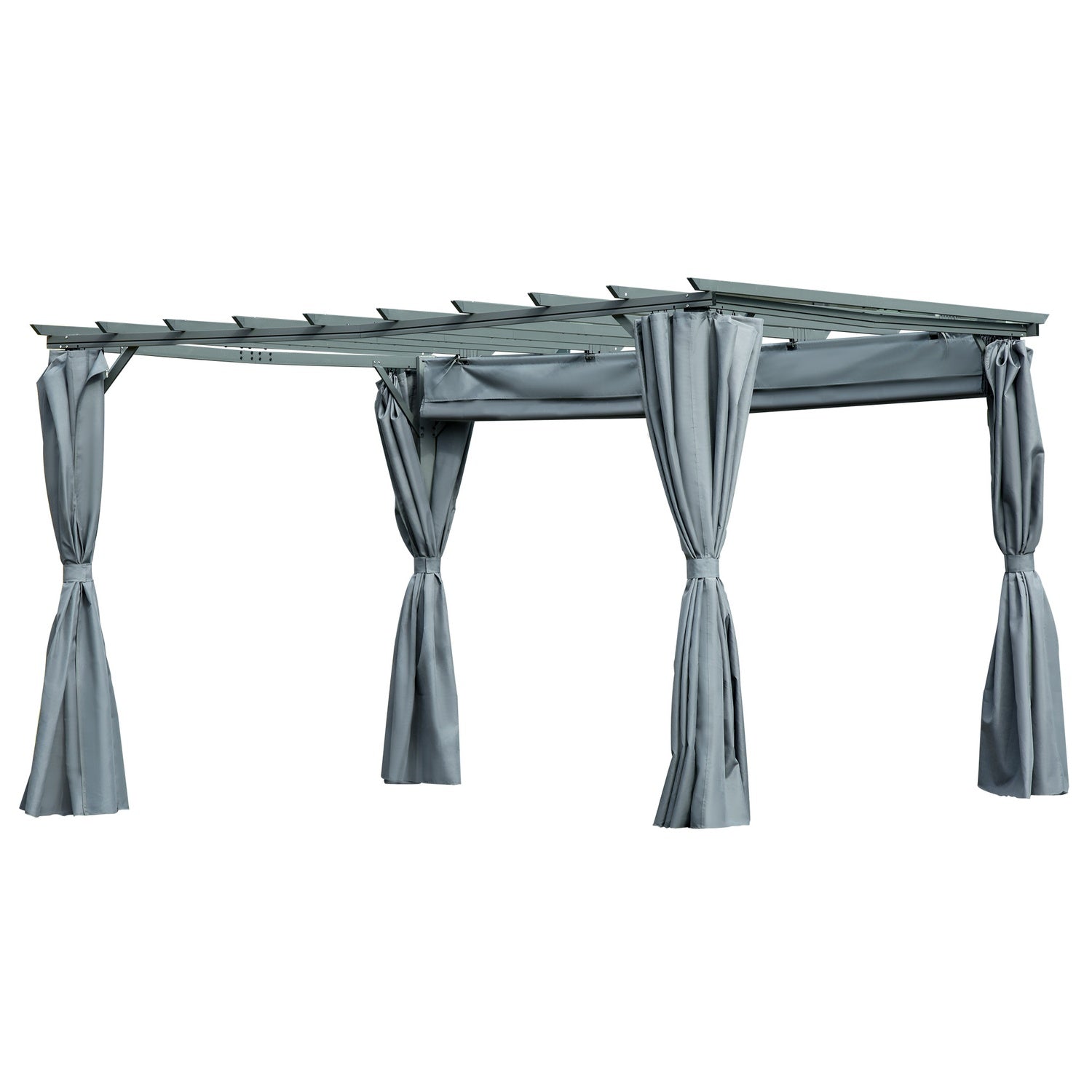 Väderbeständig stål Pergola Gazebo, justerbart tak, grå, 3,6x3M
