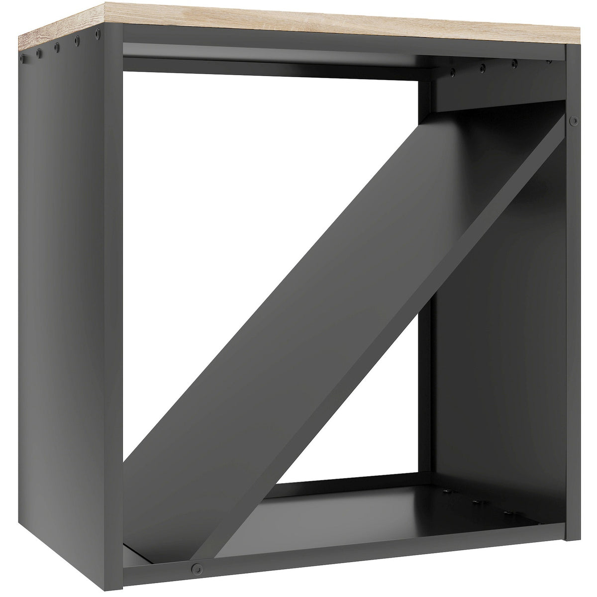 Vedstativ for innendørs bruk, 2-i-1-metallavdeler, 58 x 36 x 60 cm