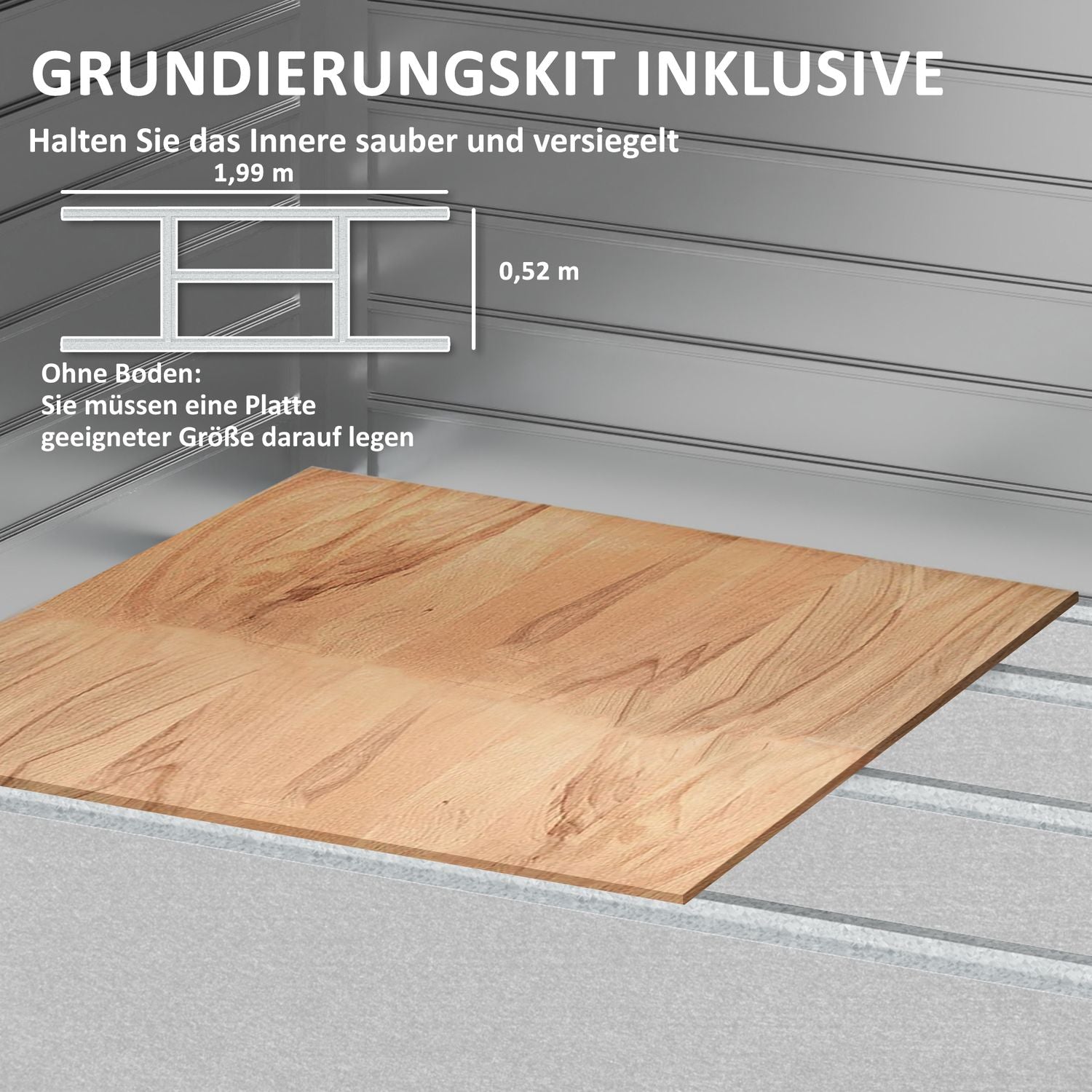 Trädgårdsskjul i galvaniserat stål, låsbart och väderbeständigt