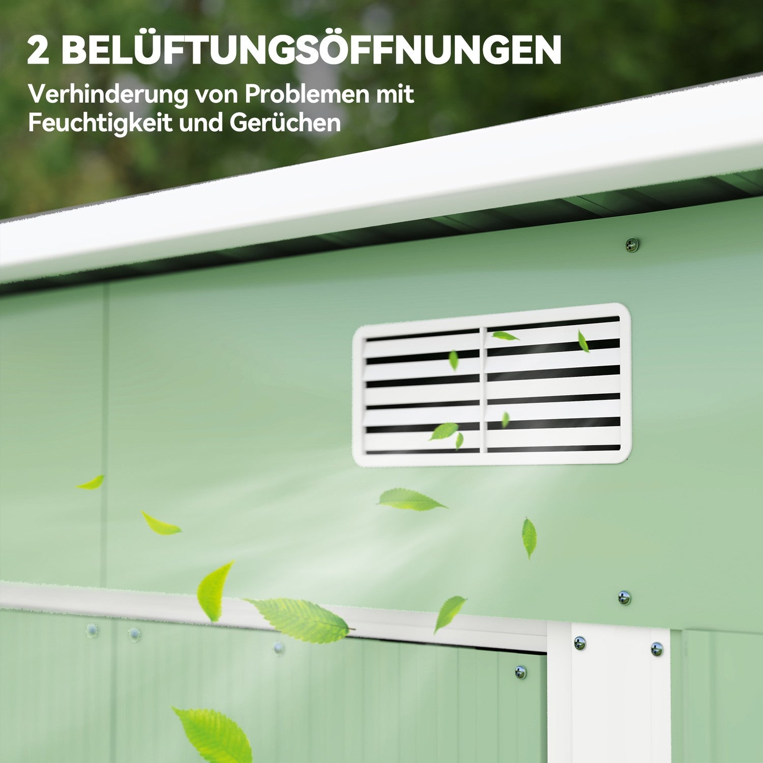 Verktygsbod i metall 2,3 m² 207 x 130 x 182 cm med takfönster golvram grön