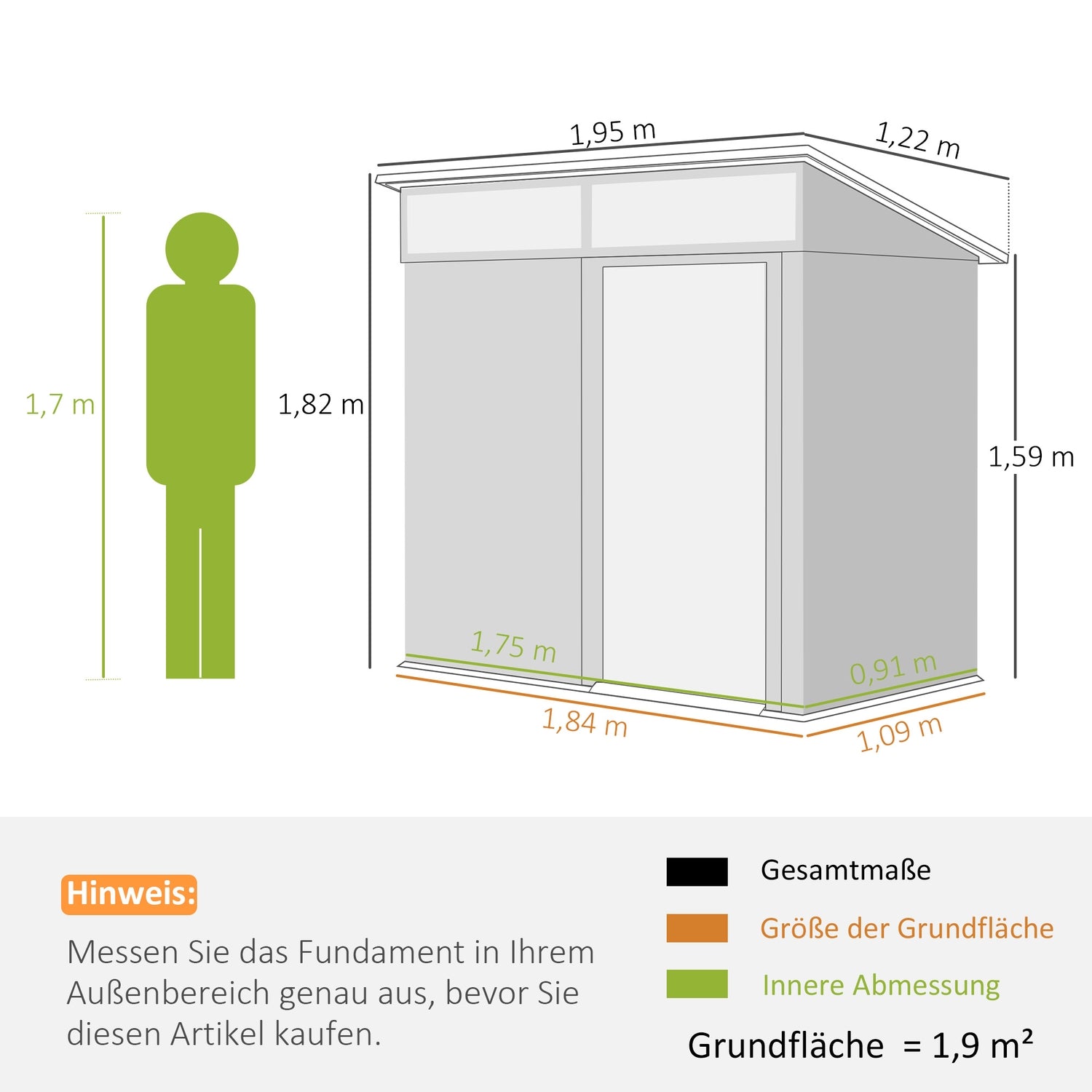 Verktygsskjul i metall 1,9 m² med skjutdörr och fönster