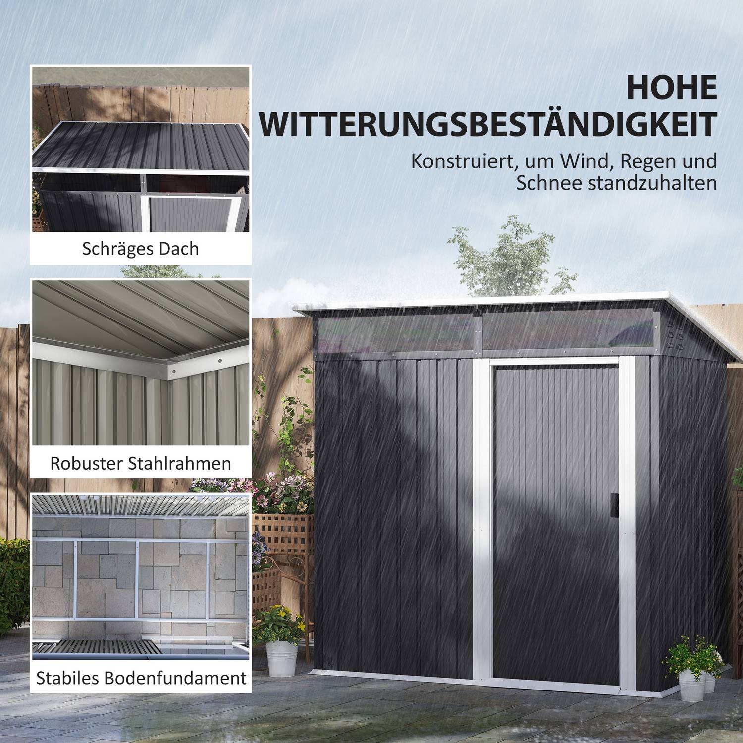 Verktygsskjul i metall 1,9 m² med skjutdörr och fönster