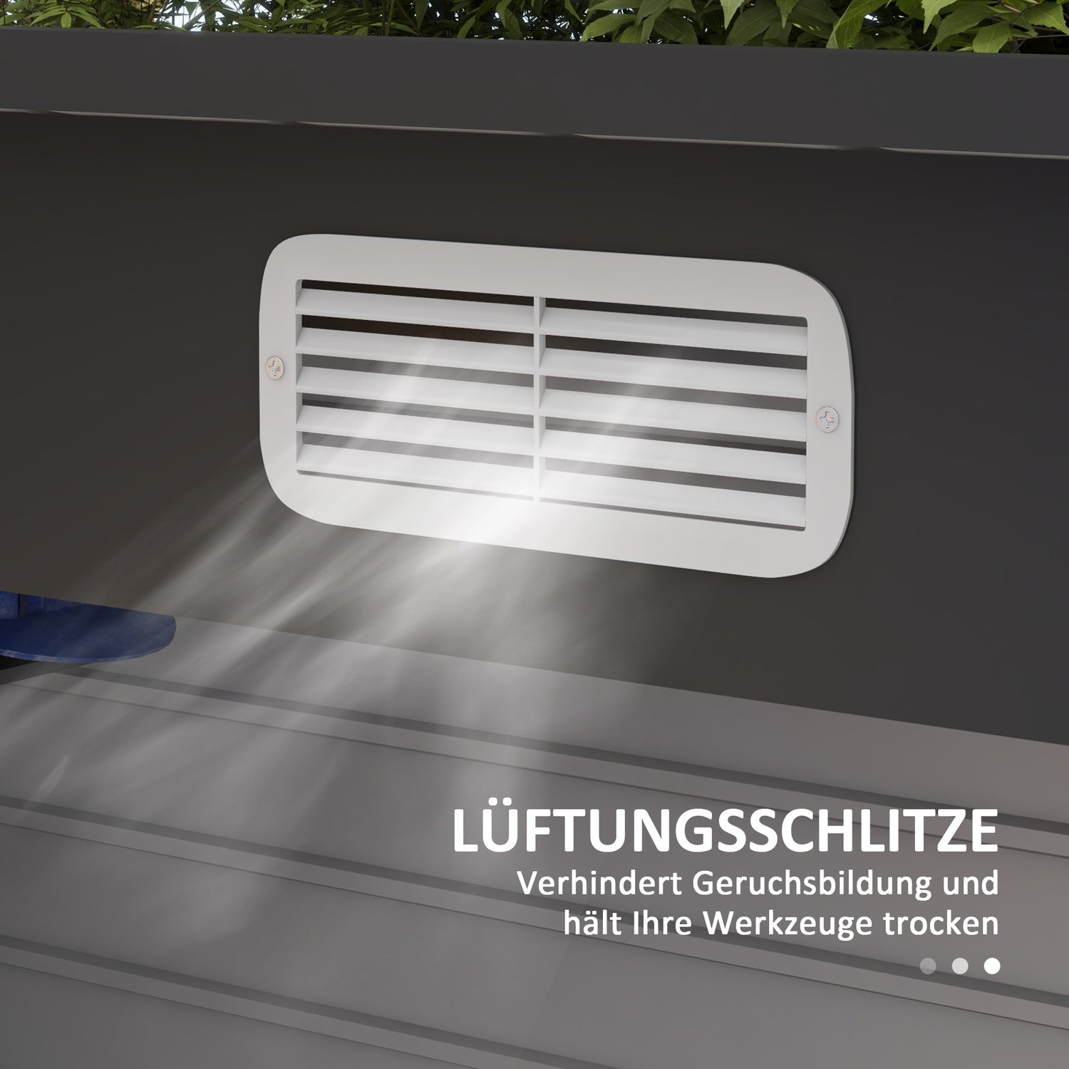 Verktygsskjul i stål med lås – UV-skyddad, dubbeldörr