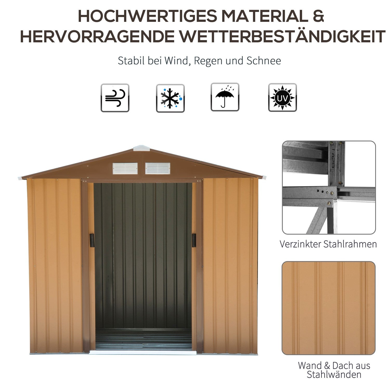 Verktygsskjul i stål med skjutdörrar och golv, 213x130x185 cm