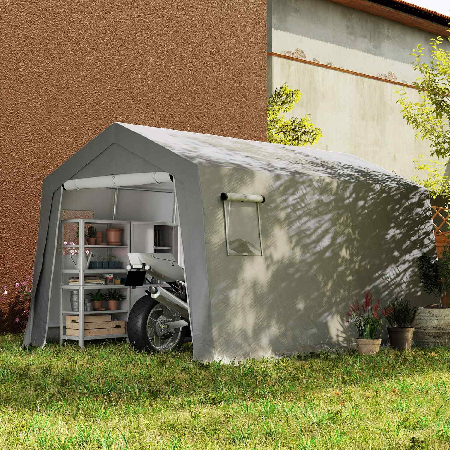 Verktygsskjul med sadeltak, vattentät och dammtät, 300x447x255cm