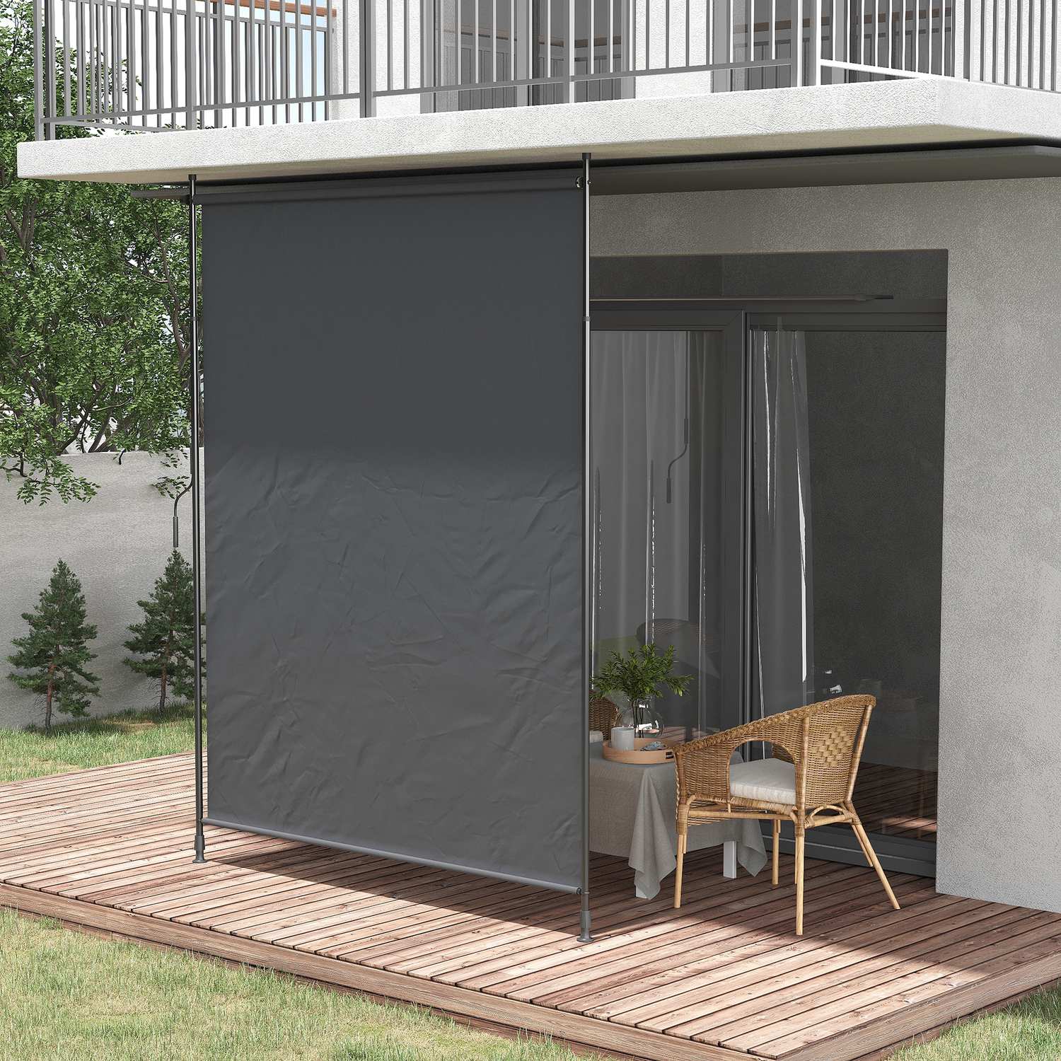 Vertikal Markis 200x292 cm, Justerbar Grå Aluminium