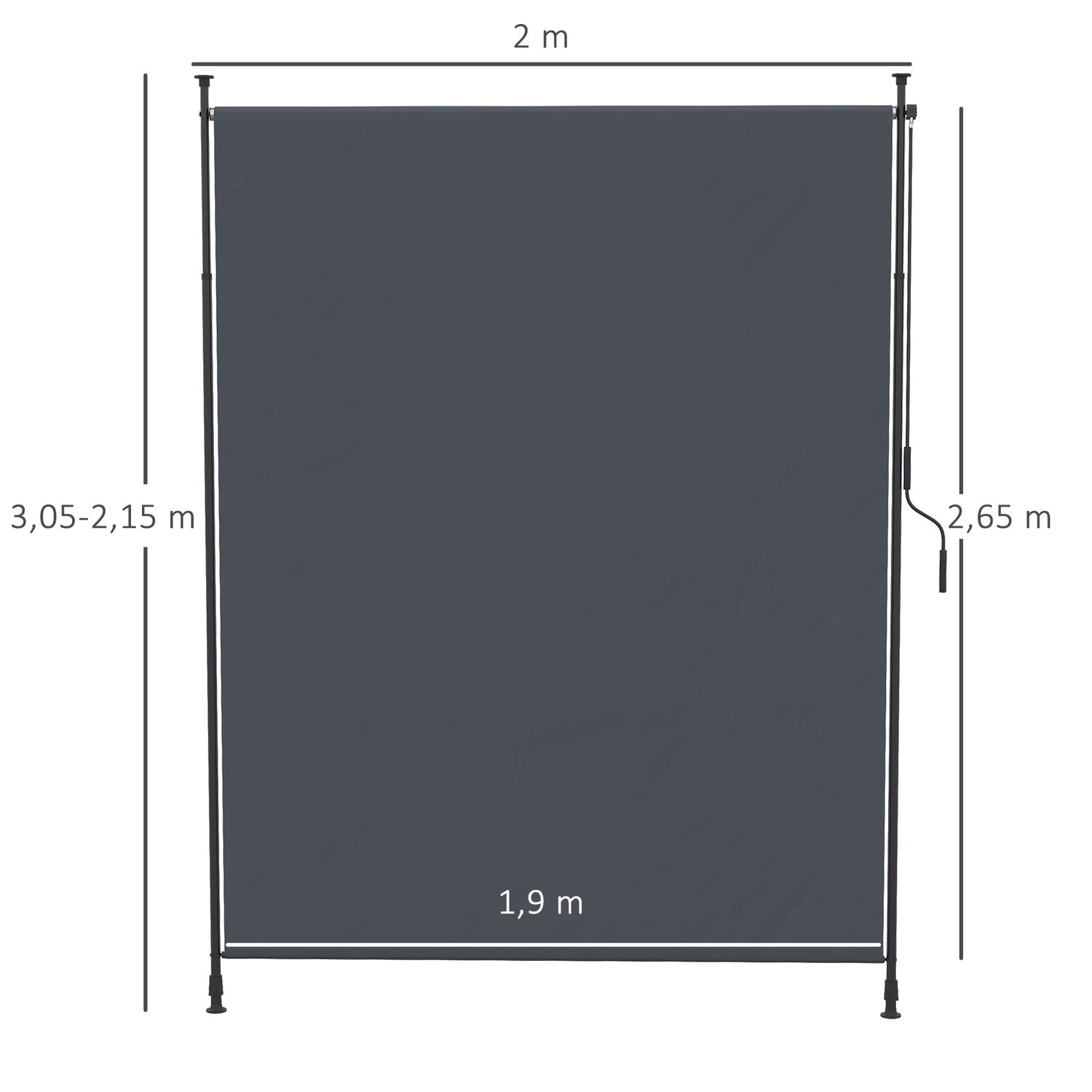 Vertikal Markis 200x292 cm, Justerbar Grå Aluminium