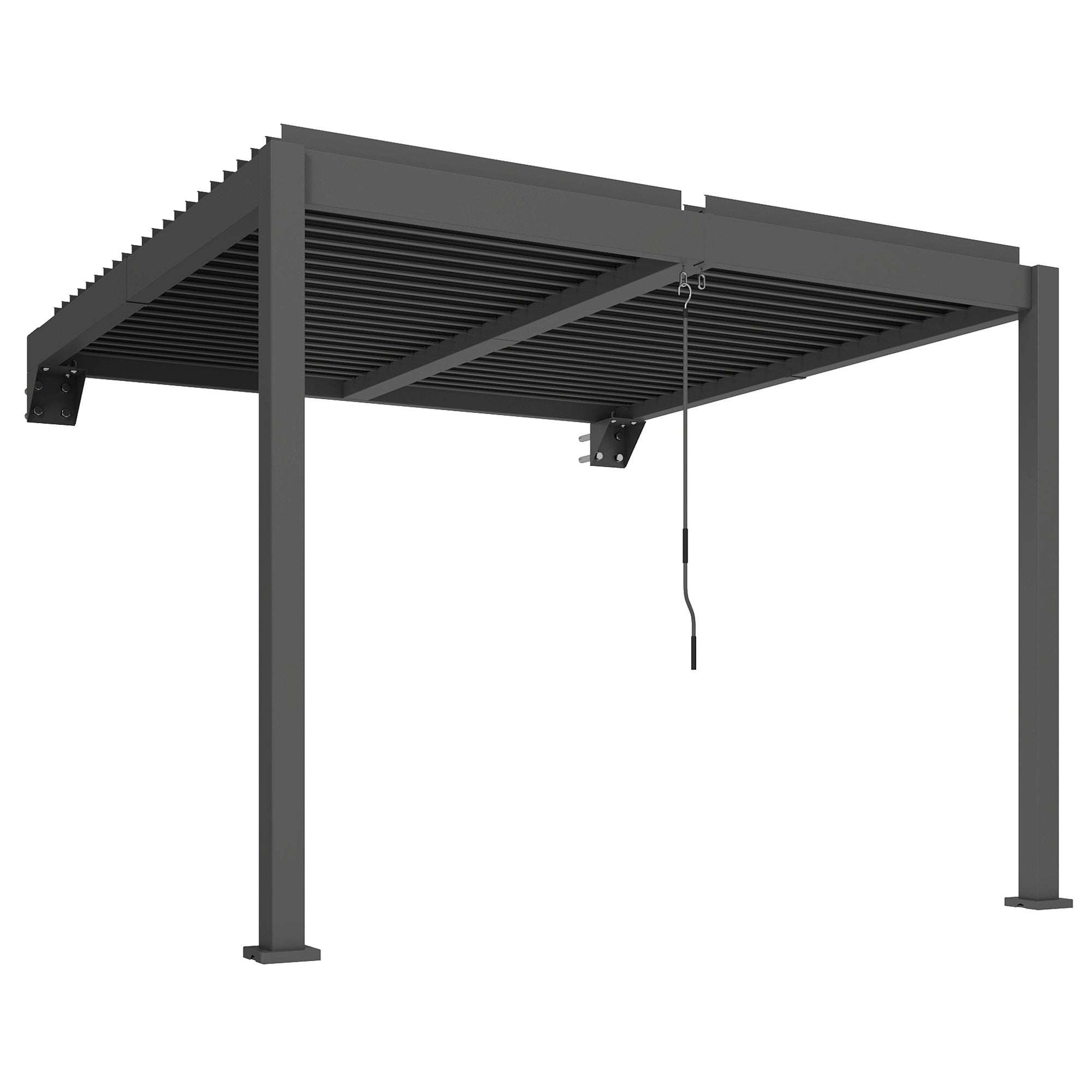 Väggmonterad pergola med lameller, 3x3m, justerbart metalltak