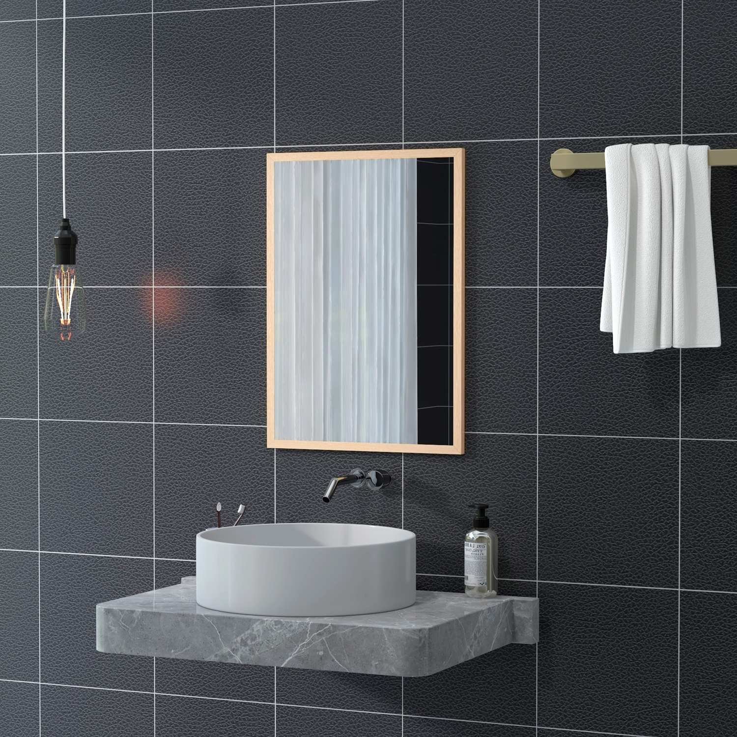 Dekorativ väggspegel med krokar, 50x70cm för hemmet