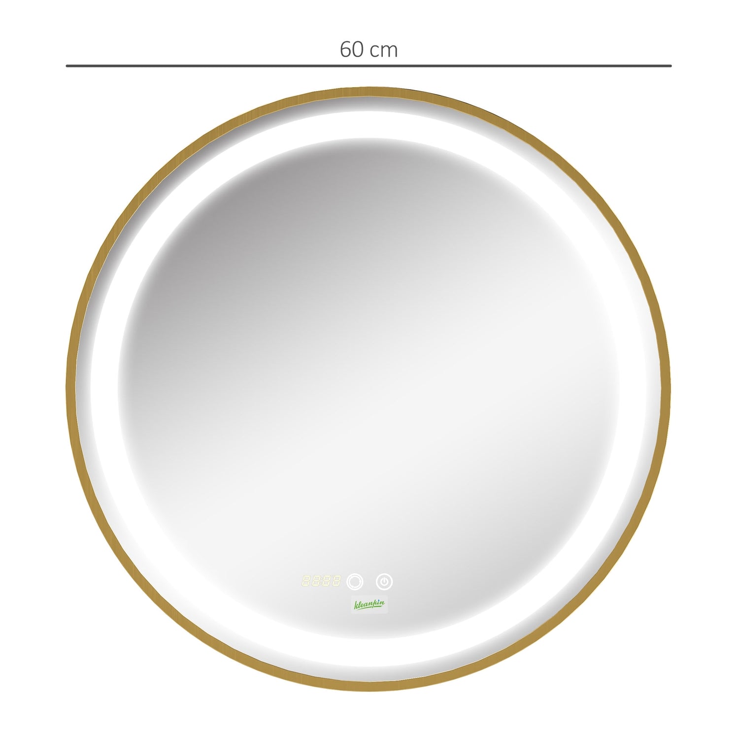 LED Badrumsspegel - Dimbar, Memory, Time Display, 60x60cm