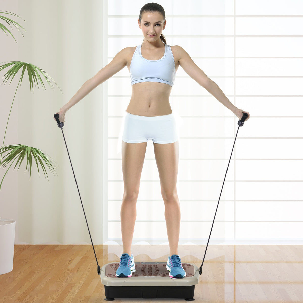 Vibrationsplatta Fitness Trainer med LED-skärm och band