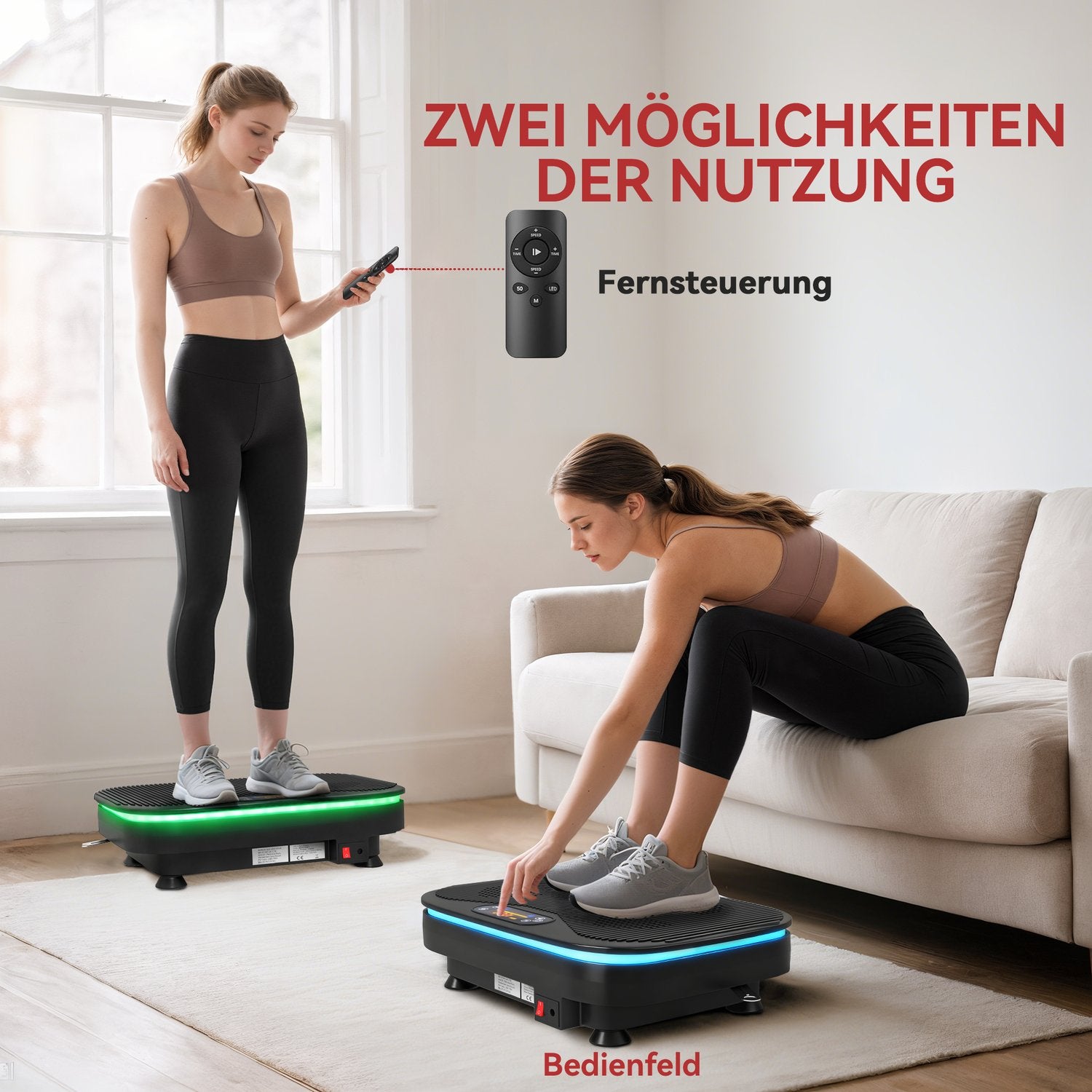 Vibrationsplatta för fitness, Bluetooth, 99 hastigheter, svart