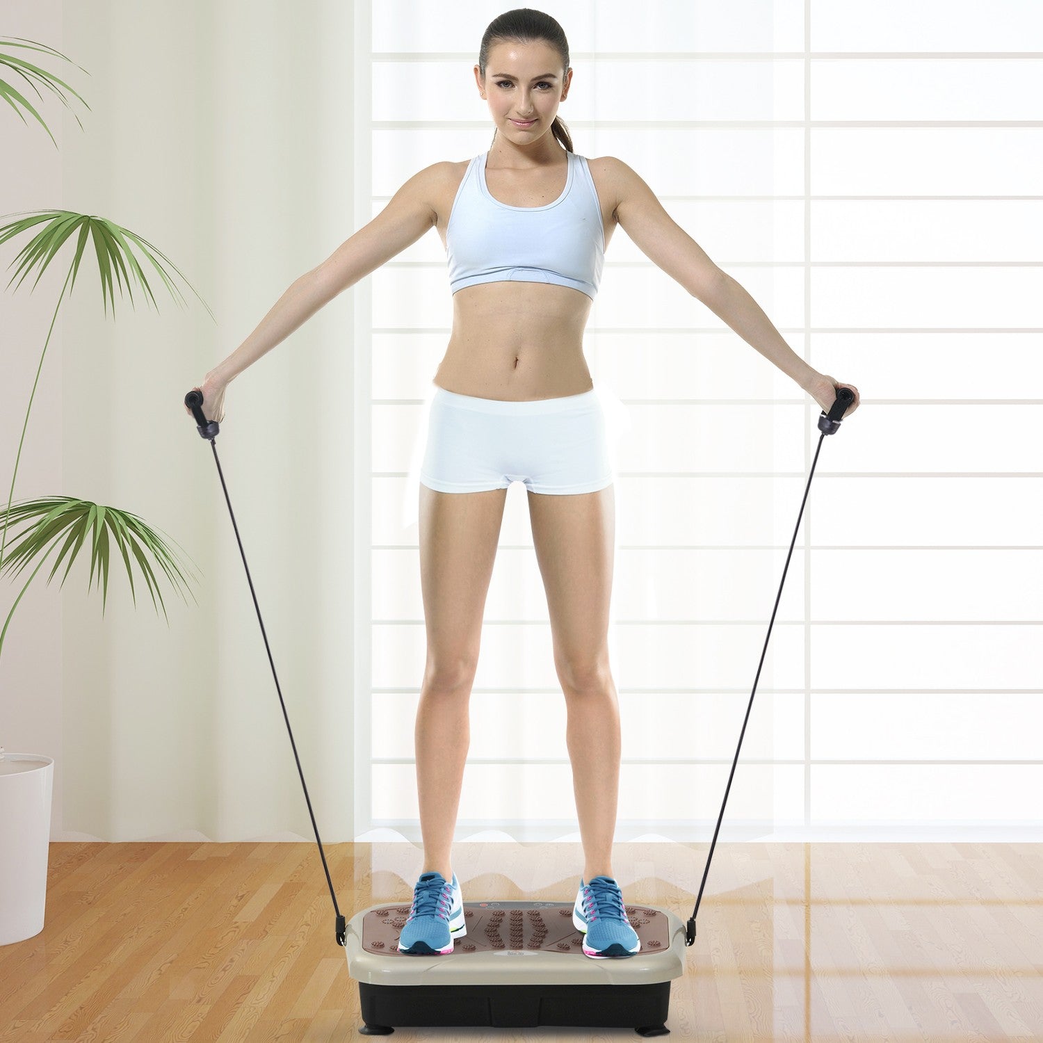 Vibrationsplatta Fitness Trainer med LED-skärm och band