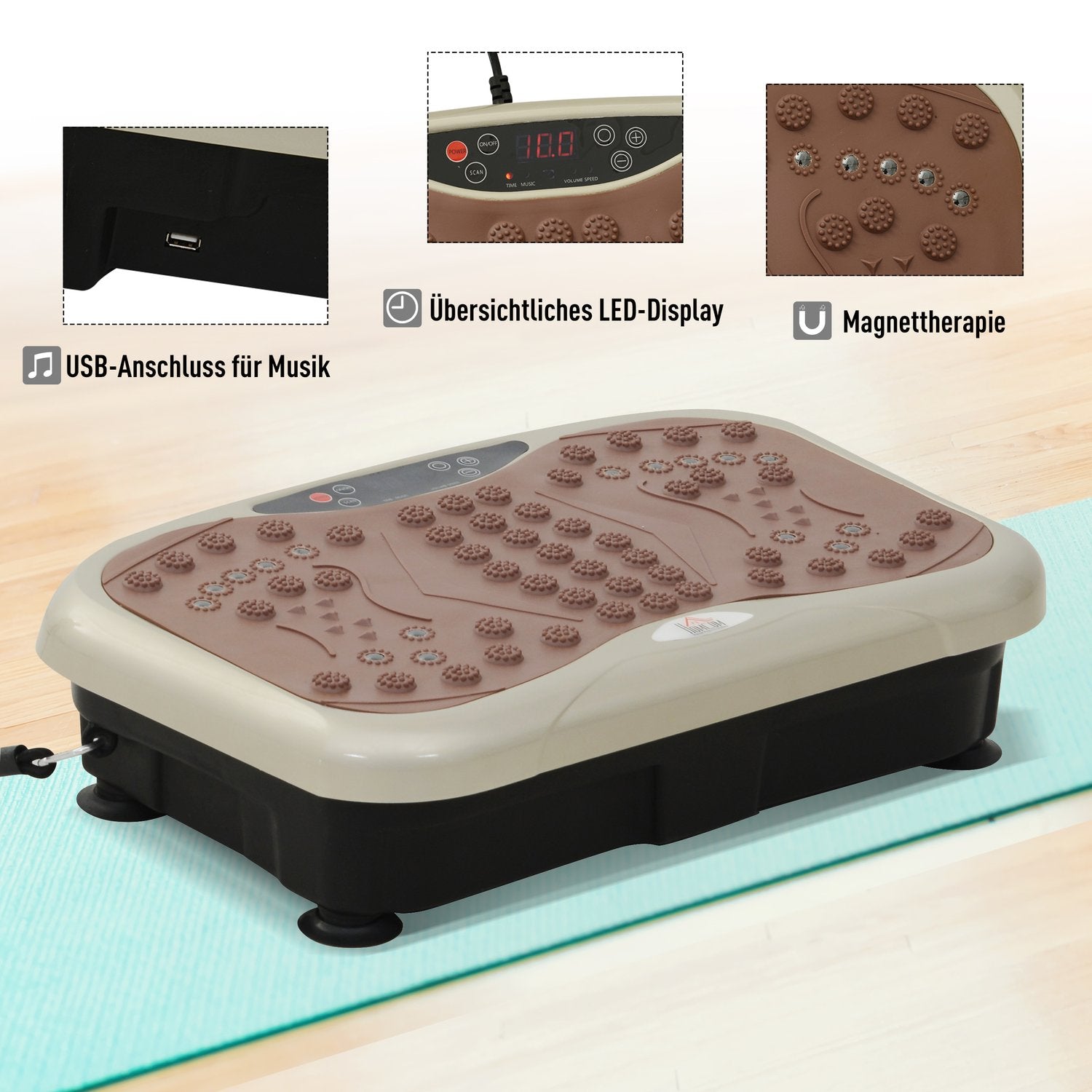 Vibrationsplatta Fitness Trainer med LED-skärm och band